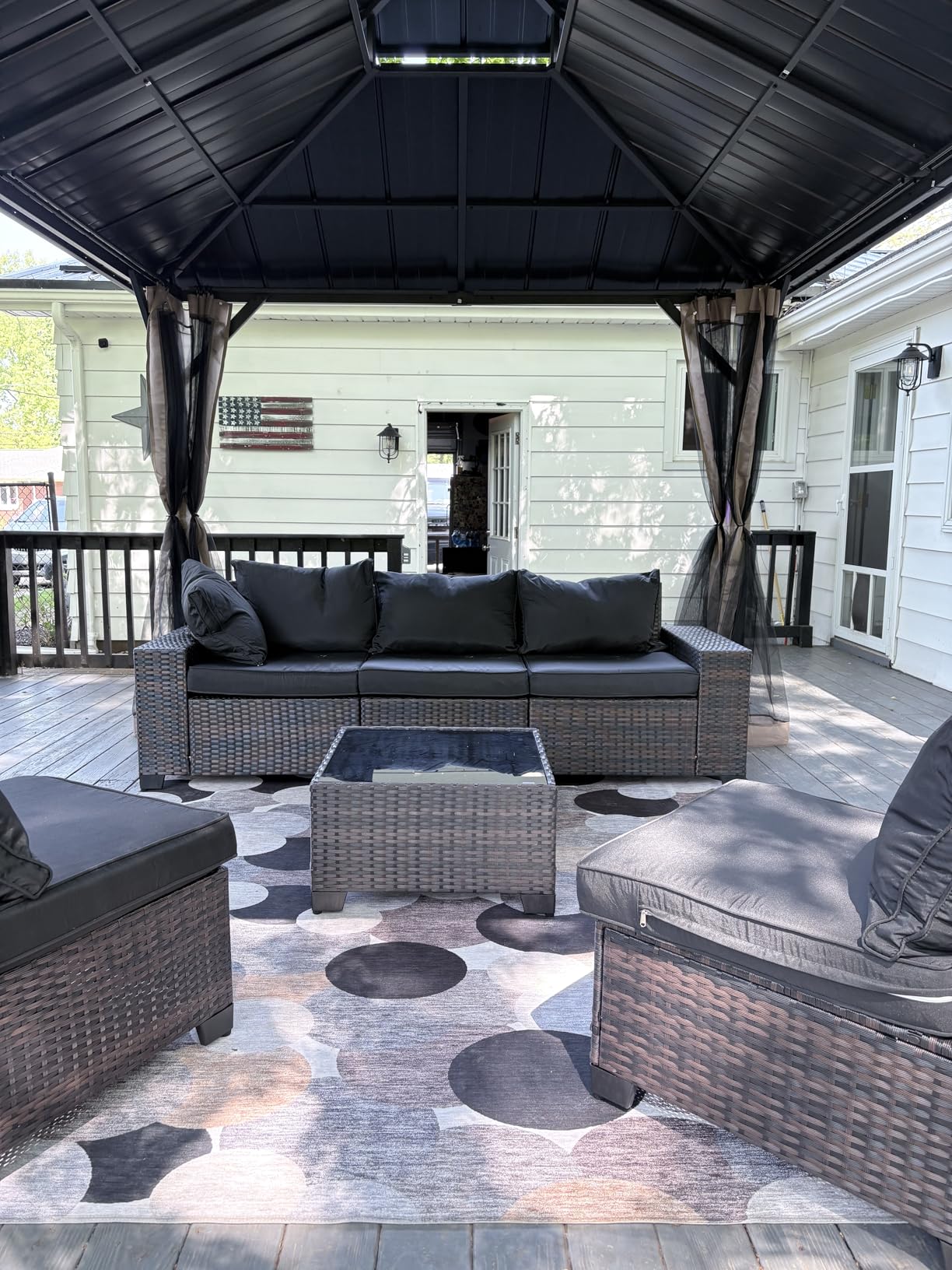 Kullavik 6PCS Outdoor Patio Furniture Set PE Wicker Rattan Sectional Sofa Patio Conversation Sets customer photo 2