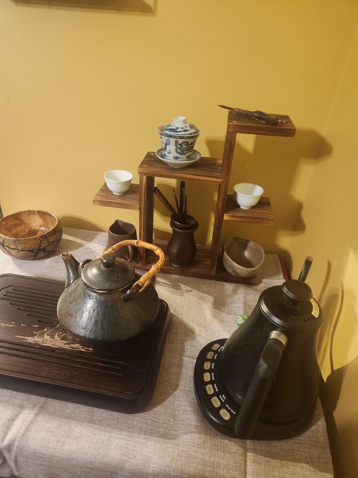 Ufine 15 Inch Bamboo Gongfu Tea Tray with Water Storage Drainage Chinese Kung Fu Tea Serving Tray Tea Table Box Gift Set customer photo 2