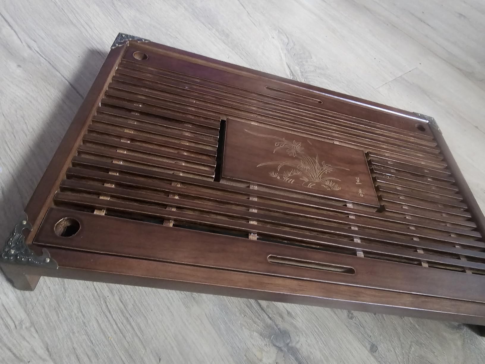 Eorbow Wooden Tea Tray, 17 Inch Chinese Kung Fu Tea Tray, Gongfu Tea Table with Water Storage Box, Household Filter Tea Serving Tray Gift Set for Home, Office, Bar customer photo 2