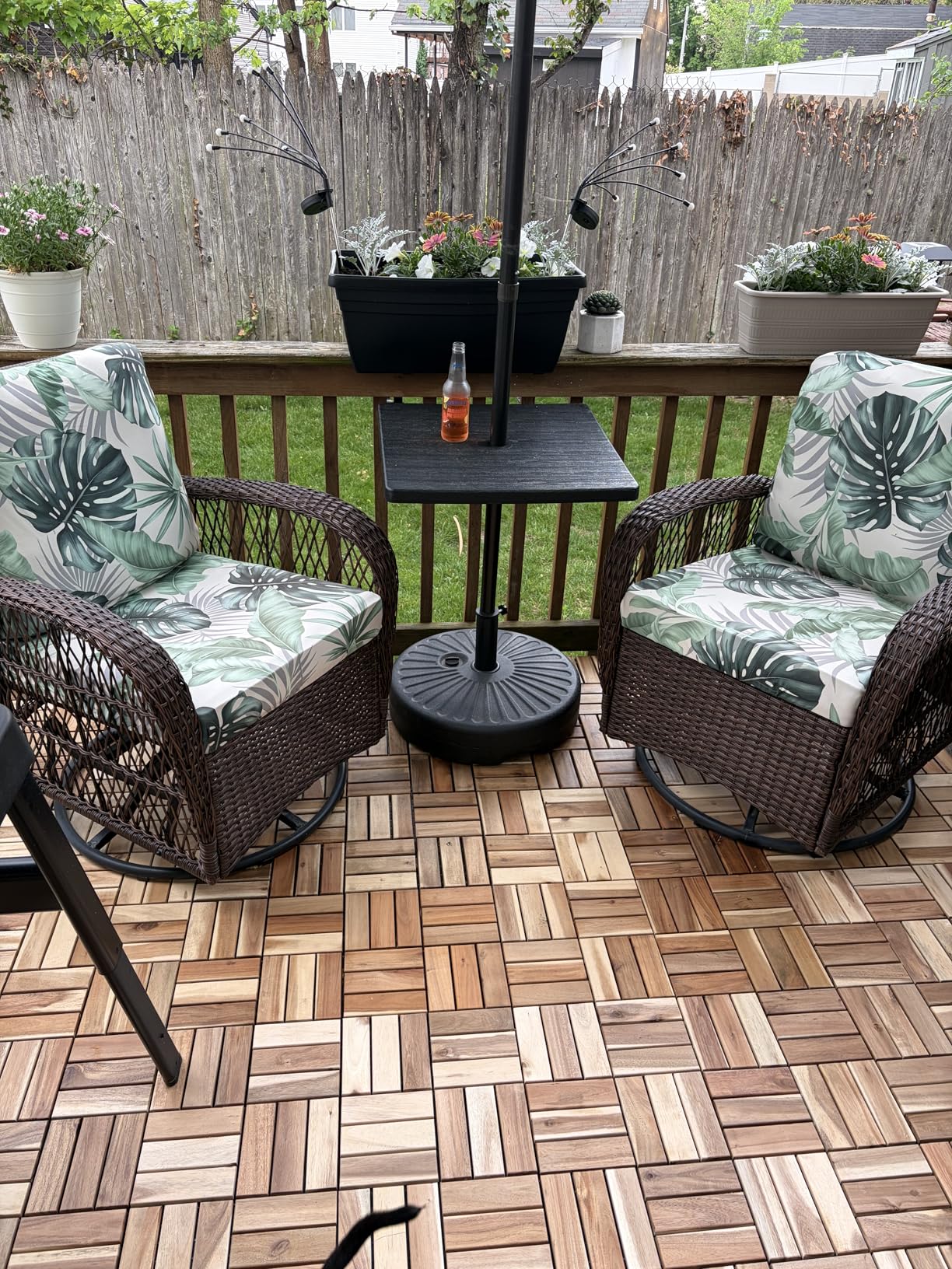 THYOI Premium Deck Tiles, Patio Flooring - Outdoor Waterproof Acacia Wood Tiles for All Weather Use - Balcony, Backyard, Indoor & Outdoor (10, Dark Brown, 12S) customer photo 1