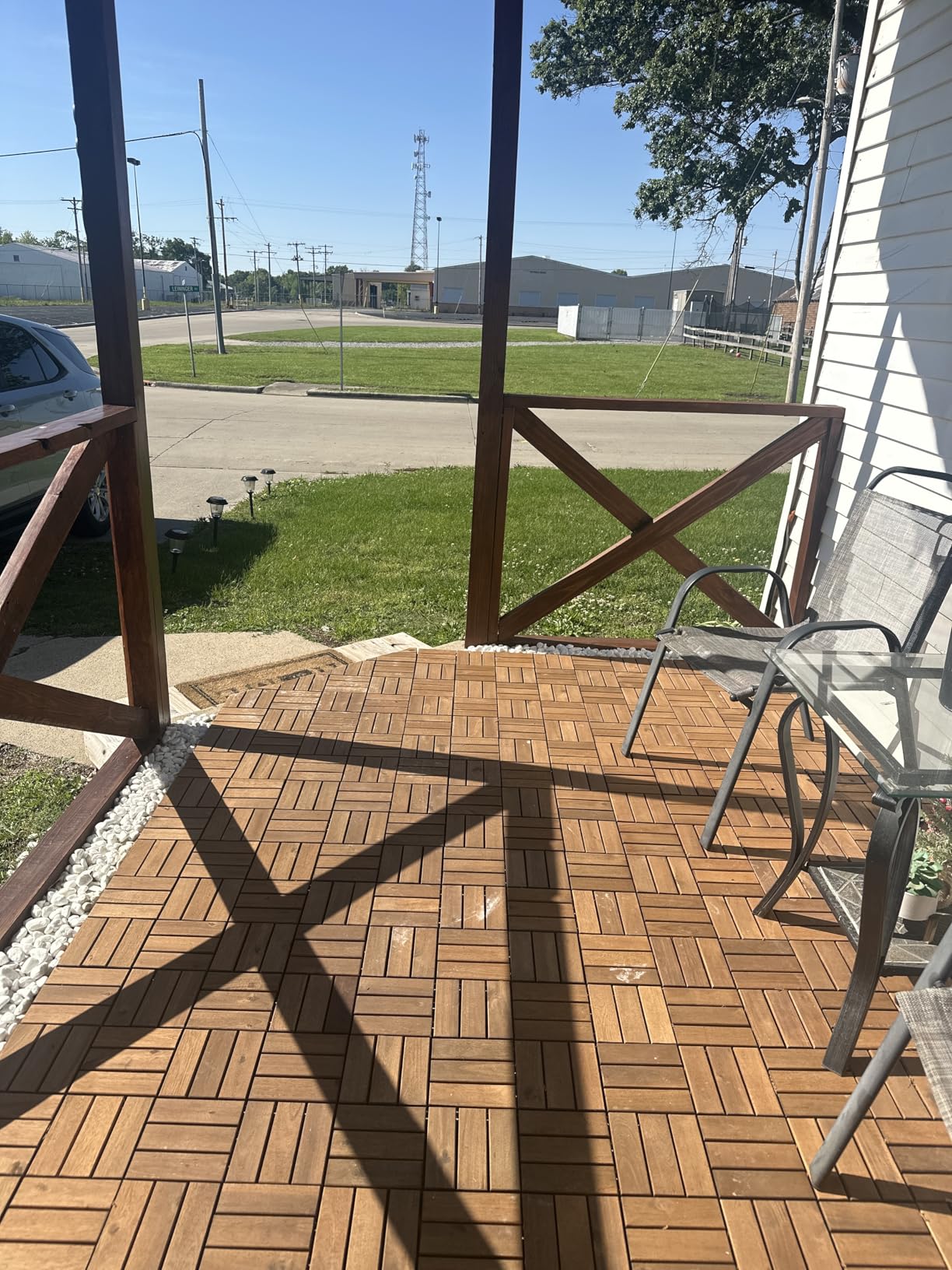 THYOI Premium Deck Tiles, Patio Flooring - Outdoor Waterproof Acacia Wood Tiles for All Weather Use - Balcony, Backyard, Indoor & Outdoor (10, Dark Brown, 12S) customer photo 2