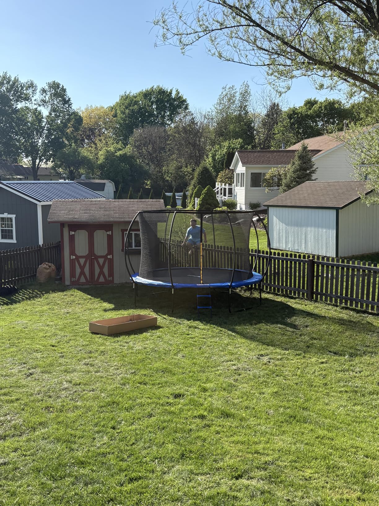 JoyBerri Trampoline Outdoor - Upsurge ASTM Certified Safe 8Ft 10Ft 12Ft 14Ft 15Ft 16Ft Recreational Trampoline for Kids and Adults. Anti-Rust Coating with Enclosure Net, Ladder, Sprinkler & LED Lights customer photo 1