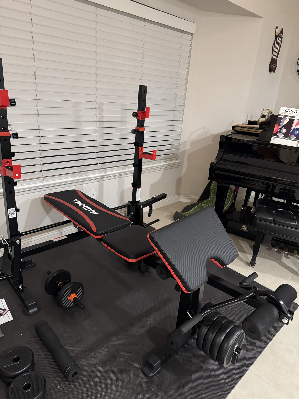MAIDOMA 1500LBS 6 in 1 Weight Bench Set with Leg Extension/Curl and Preacher Curl, Bench Press Set and barbell Rack with Safety Bar Catches, Foldable Workout Benches for Home customer photo 2