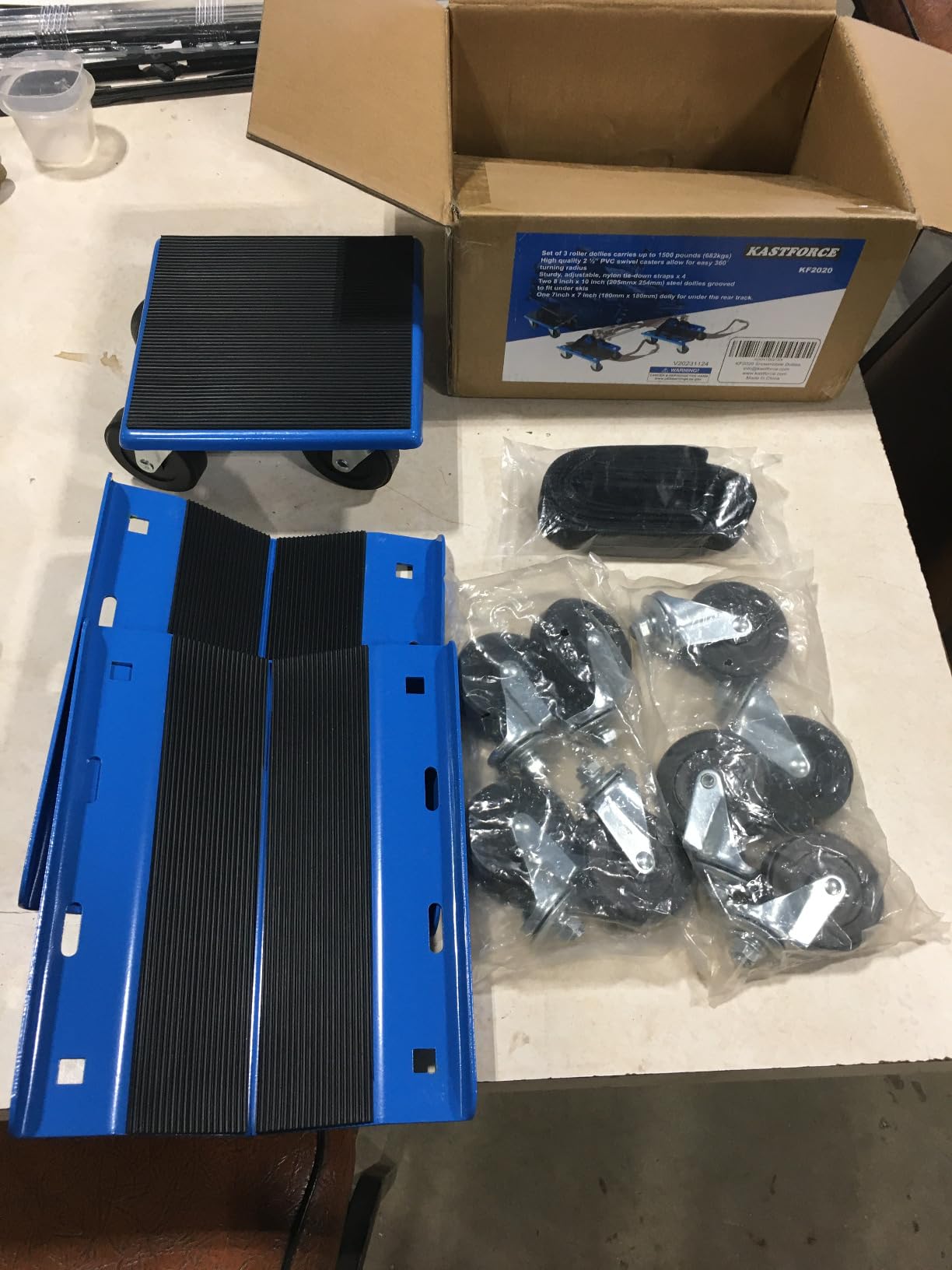 Snowmobile Dollies Full-Rubber-Pad-Protection Heavy Duty Dollies Carries up to 1500 lbs (682 kg) V-Slide with 2.5 Inch Swivel Casters 2 Pairs of Heavy Duty Straps KF2020 customer photo 2