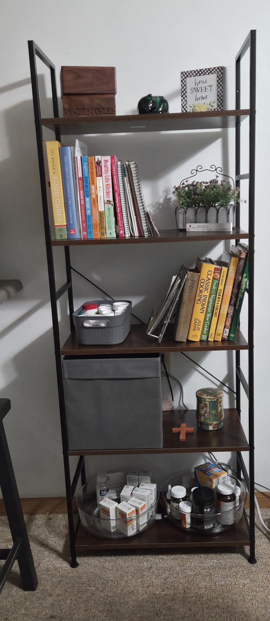 DUMOS 5 Tiers Bookshelf, Classical Modern Book Shelf, Tall Display Shelves in Living Room/Home/Office, Storage Organizer for CDs/Books/Movies customer photo 1