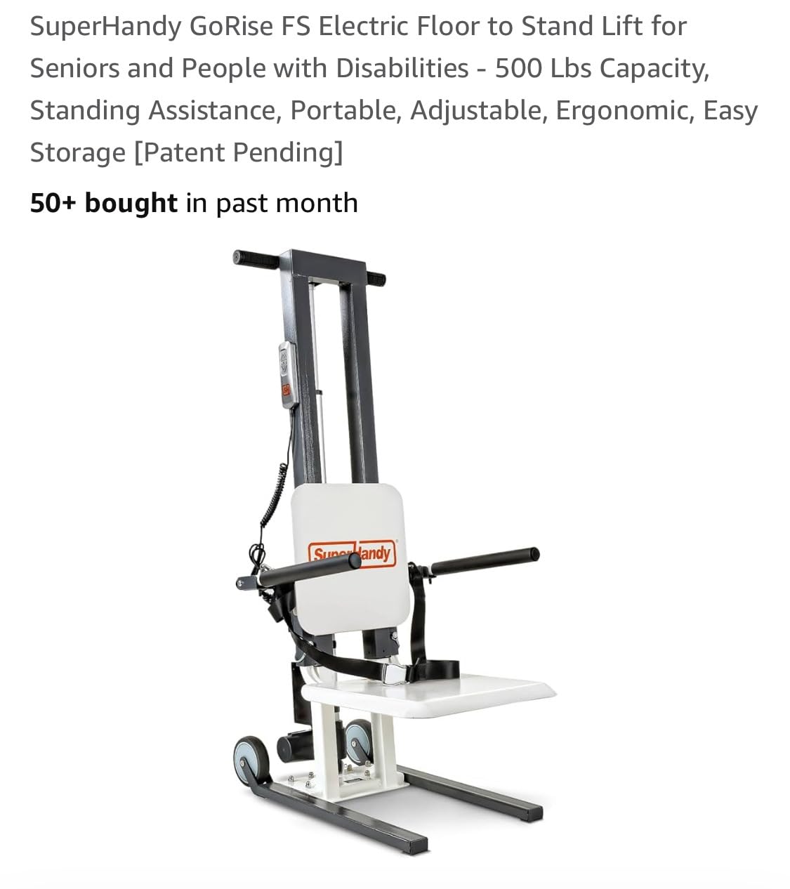 SuperHandy GoRise Electric Floor to Stand Lift - 500 Lbs Capacity, Standing Assistance, Portable customer photo 2