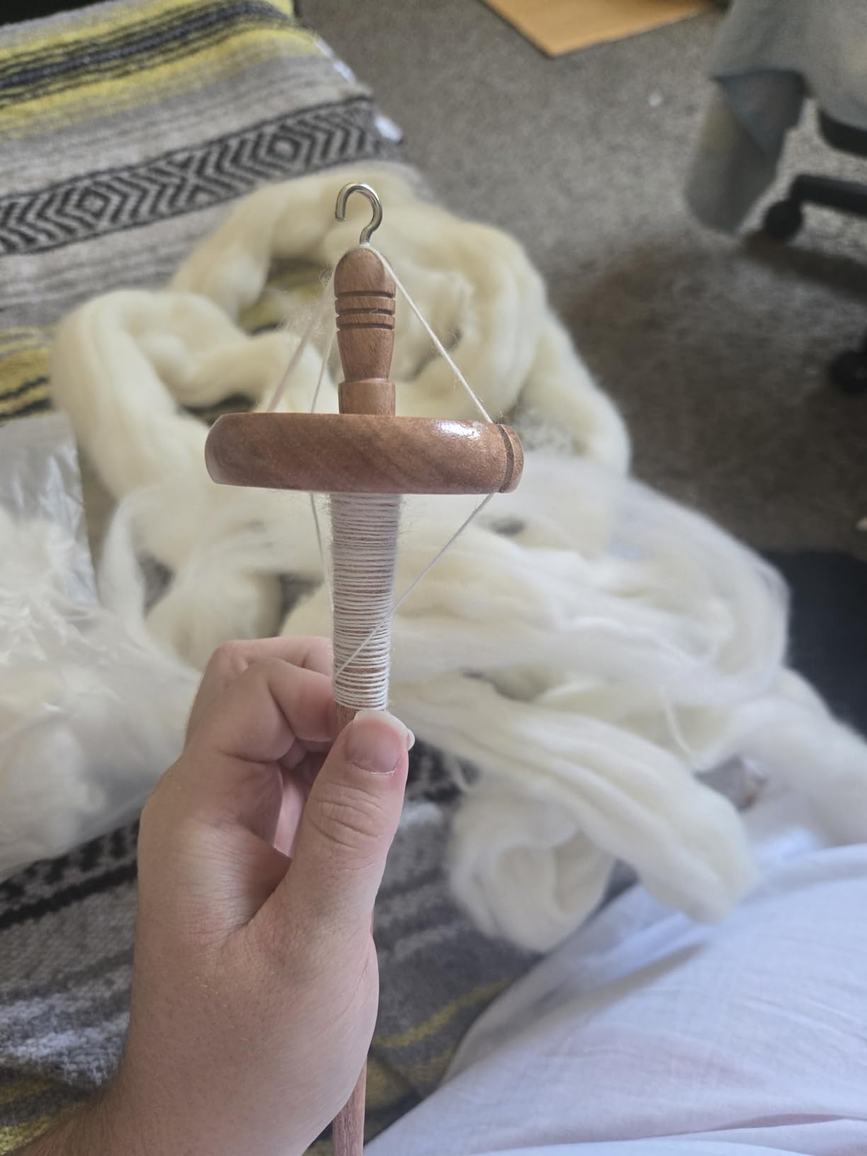 Savina Wooden Hardwood Drop Spindle Top Whorl Yarn Spinner Wheel for Beginners & Advanced, Hand Spinning, Spin Roving into Yarn - Ideal for Sewing Projects customer photo 2