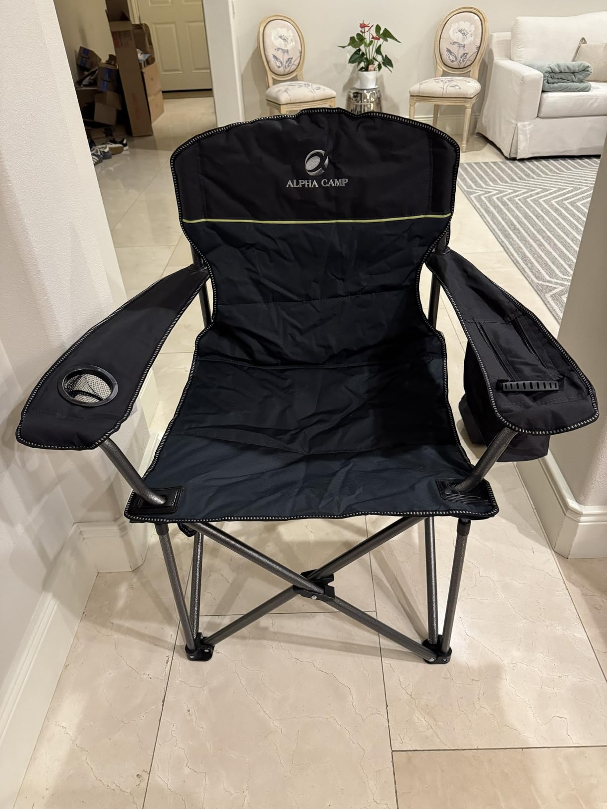 LET'S CAMP Folding Camping Chair Oversized Heavy Duty Padded Outdoor Chair with Cup Holder Storage and Cooler Bag, 450 LBS Weight Capacity, Thicken 600D Oxford,2 Pack customer photo 1