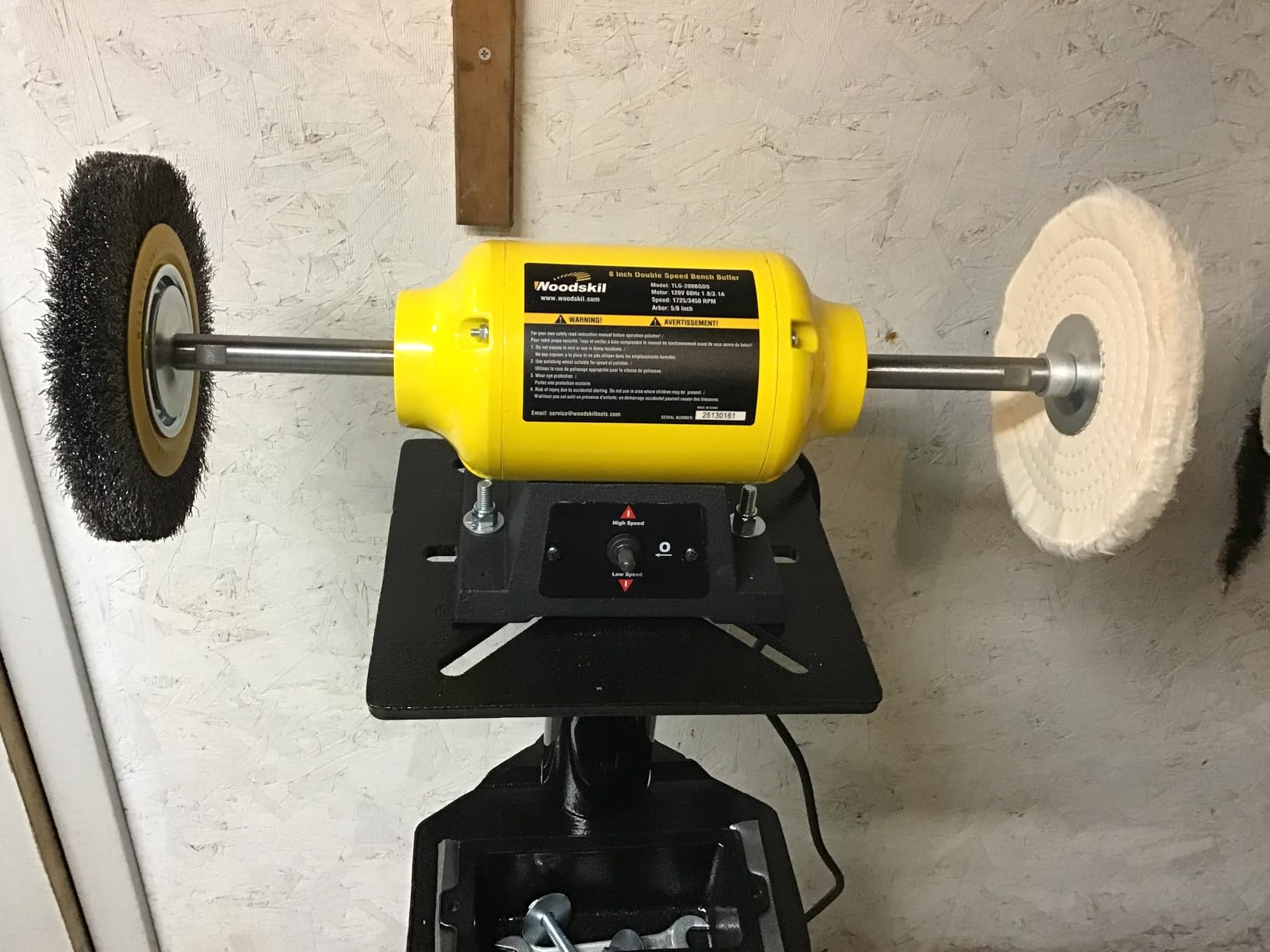 Dual Speed Bench Buffer Polisher 1.8/3.1A, 8 inch Jewelry Buffer Polisher Machine, 1725/3450 RPM Power Bench Polisher with 2 cotton Wheels for Jewelry, Metal, Wood, Jade, Knife, Plastic customer photo 1
