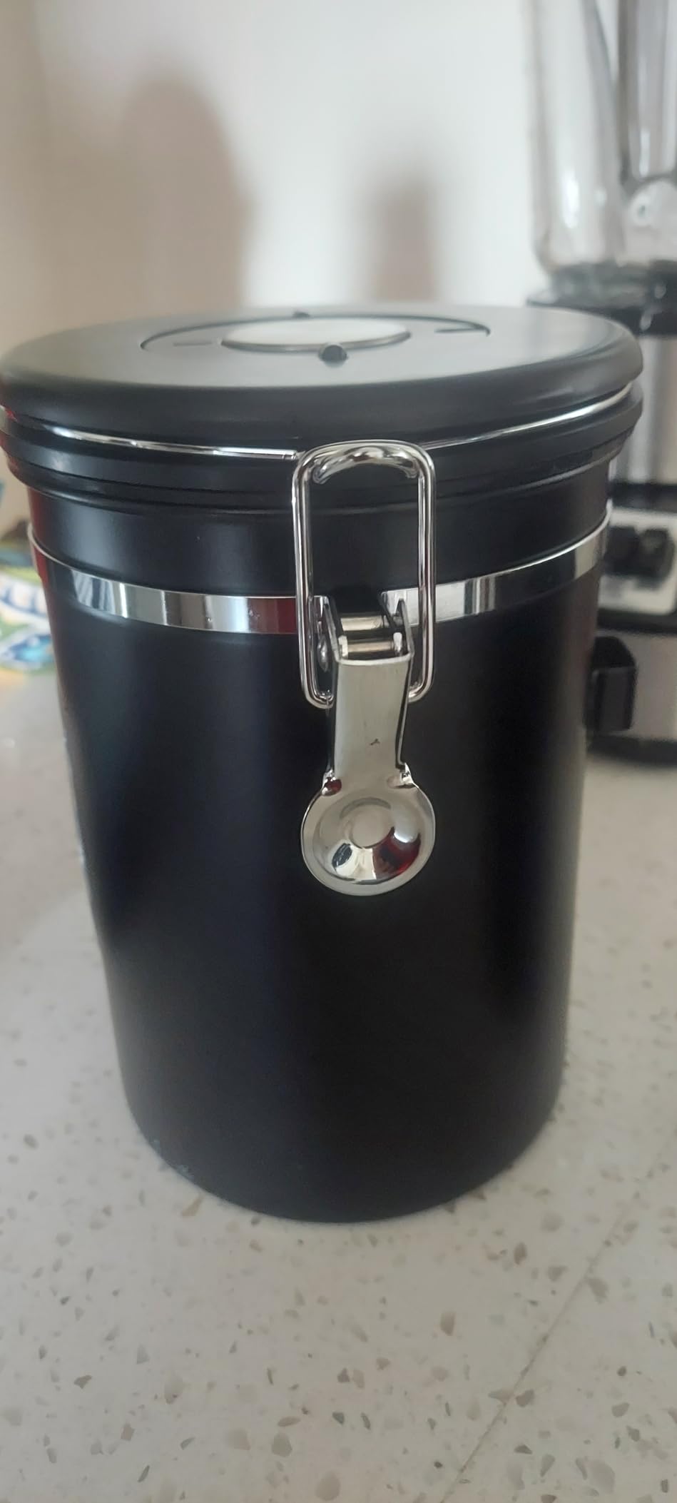 Veken Coffee Canister with Window, Airtight Stainless Steel Pantry Container, Kitchen Food Storage Organizers for Beans, Ground, Espresso, Rice, Tea, Sugar, Cereal, Bar Accessories, Gifts, Lids, Jars, 22OZ, Black customer photo 1