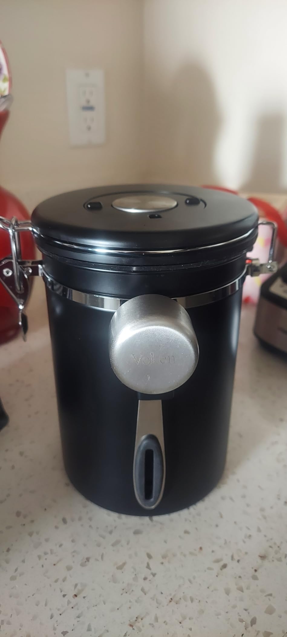 Veken Coffee Canister with Window, Airtight Stainless Steel Pantry Container, Kitchen Food Storage Organizers for Beans, Ground, Espresso, Rice, Tea, Sugar, Cereal, Bar Accessories, Gifts, Lids, Jars, 22OZ, Black customer photo 2