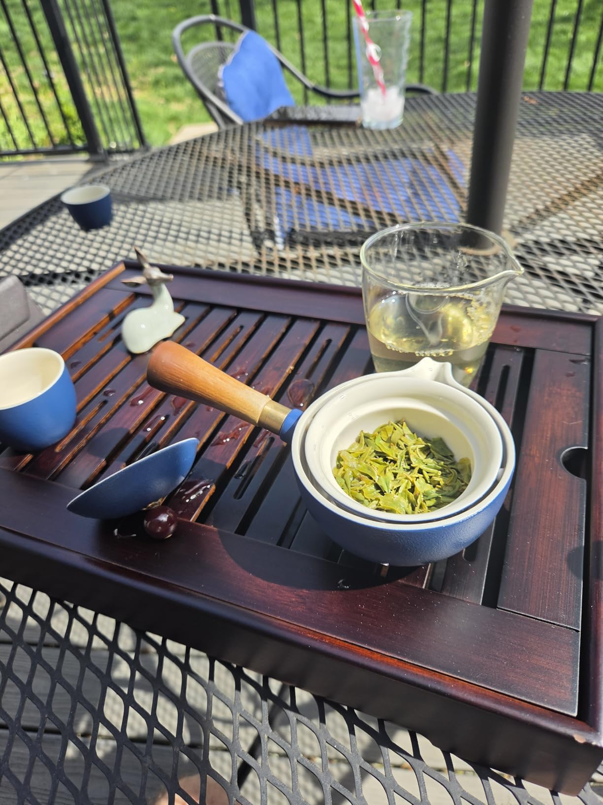 Bamboo Chinese Tea Tray - 13.6 x 8.9 inch Japanese Tea Serving Tray, Gongfu Tea Table Set with Reservoir Type Water Storage Box - Large customer photo 1