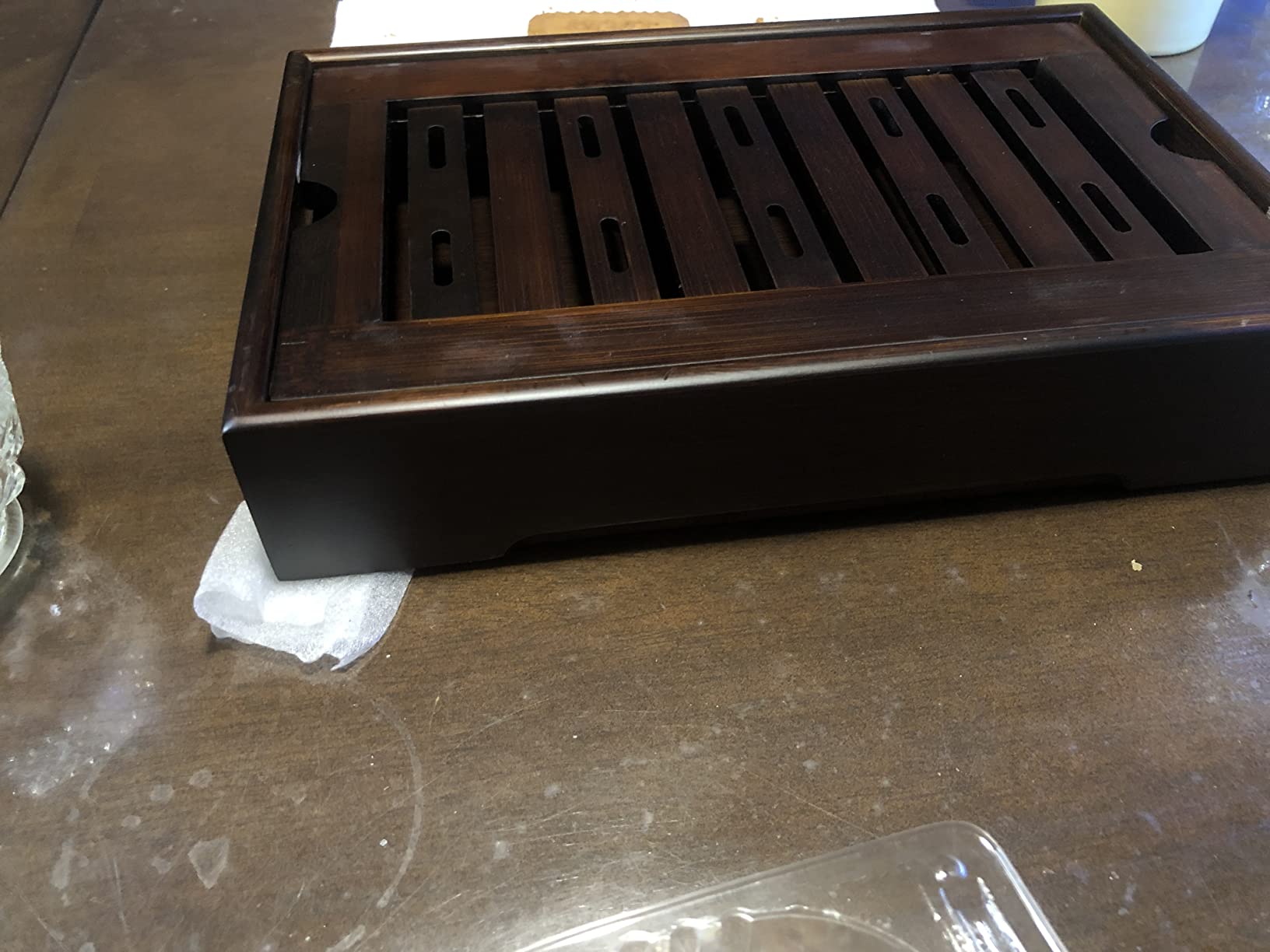 Bamboo Chinese Tea Tray - 13.6 x 8.9 inch Japanese Tea Serving Tray, Gongfu Tea Table Set with Reservoir Type Water Storage Box - Large customer photo 2