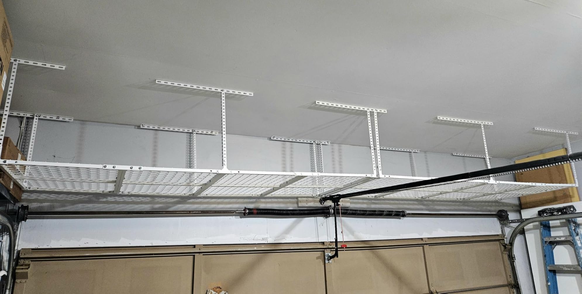 Soywey 4 x 8 FT Overhead Garage Storage Rack, Adjustable Ceiling Storage Racks, Garage Shelving Heavy-duty Storage Organizer System, Load 700LBS Weight(Black) customer photo 2