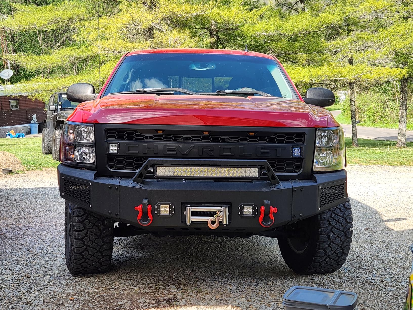 Off Road Front Bumper Fit for Chevy Silverado 2500 3500 HD 2011-2014, Full Width Front Bumper W/Winch Plate customer photo 1