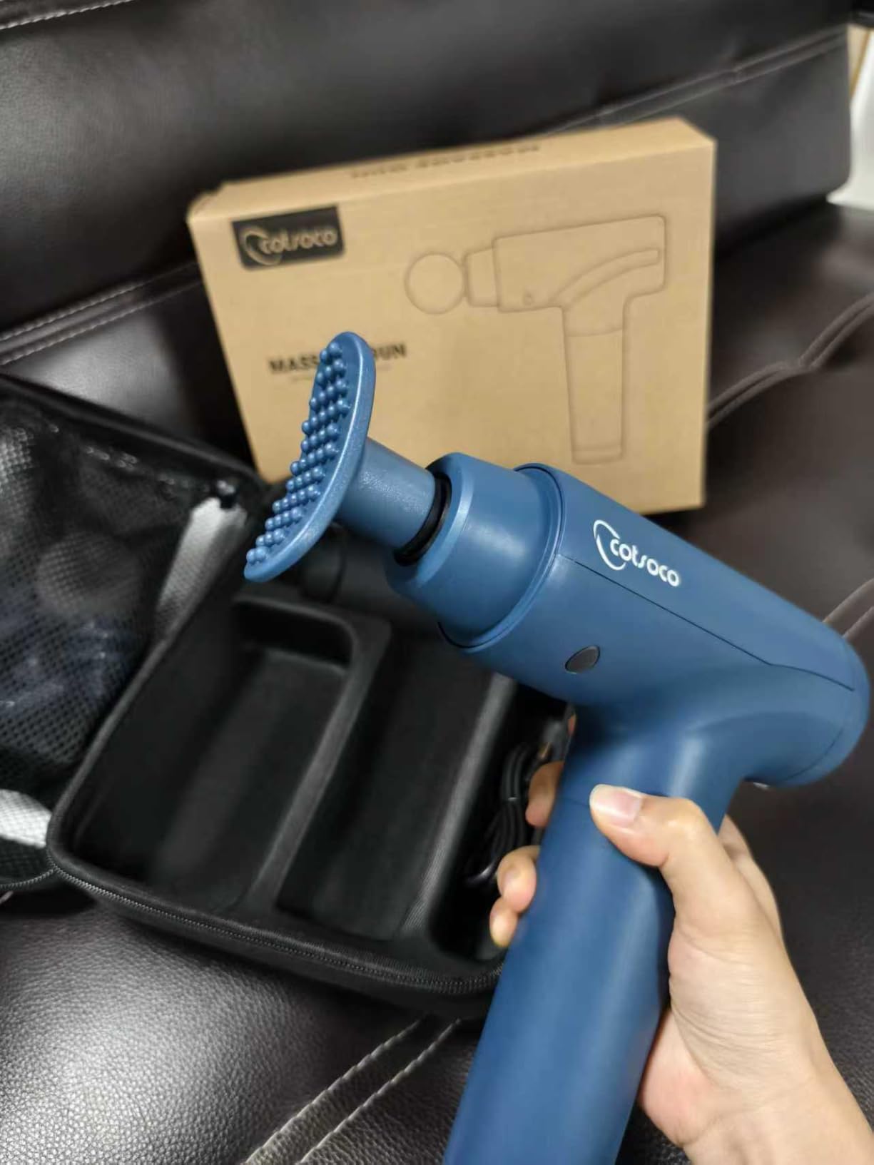 cotsoco Massage Gun Deep Tissue, Muscle Massage Gun with 9 Attachment Heads 20 Speeds & Silent Brushless Motor for Pain Relief, Handheld Percussion Back Massager Gun, Mothers Day Gifts for Mom(Black) customer photo 1