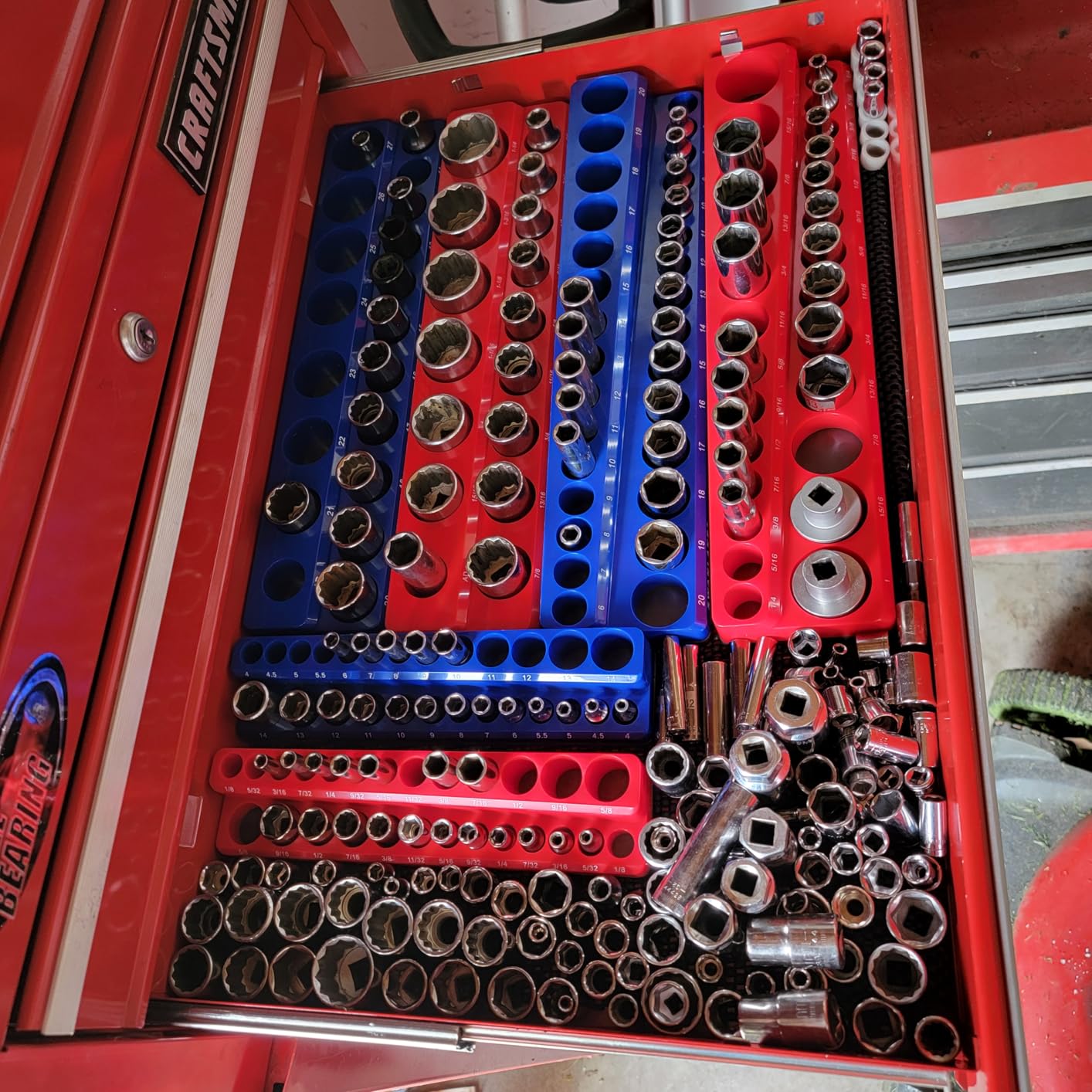 Magnetic Socket Organizer Holder Tool: 8PCS Set includes 2PCS 1/4