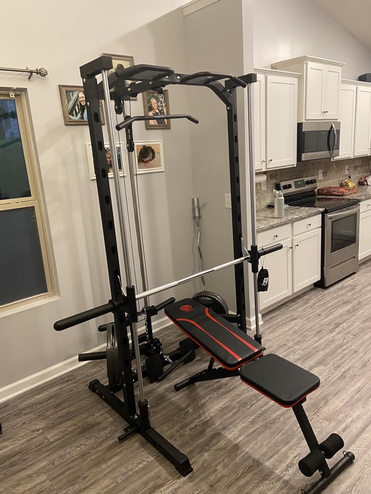 Smith Machine Power Rack with LAT-Pull Down System, Landmine, Barbell Bar, Plate Storage Pegs and More Training Attachment customer photo 1