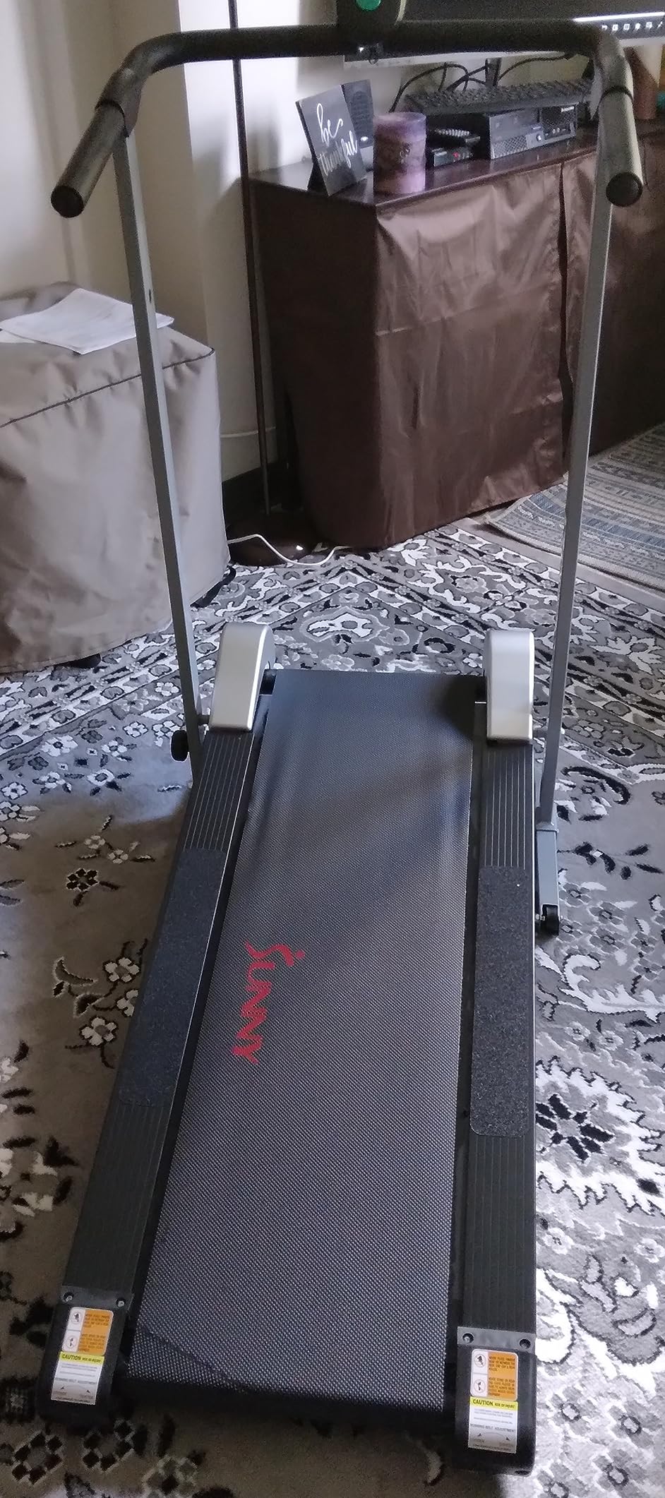 Sunny Health & Fitness Manual Walking Treadmill, Non-Electric, Foldable & Compact Design, Quiet Tread Pad, Transportation Wheels, Non-Slip Handlebars, Digital Monitor for Apartment, Gym, Home Office customer photo 2