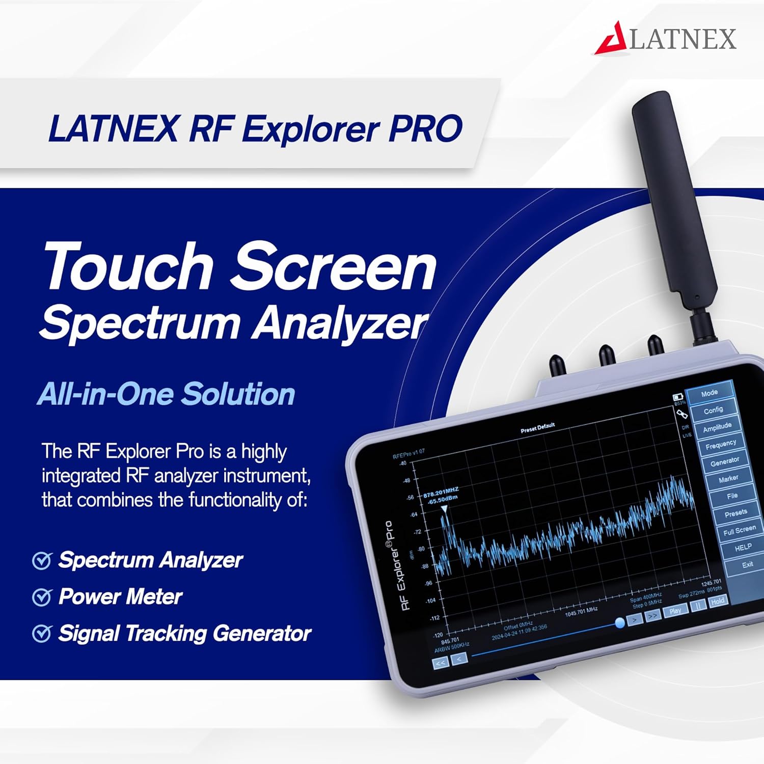 RF Explorer PRO Spectrum Analyzer with Aluminum Case up to 3.3GHz. Includes Signal Tracking Generator and Power Meter Capability (15MHz to 3.3GHz) customer photo 2