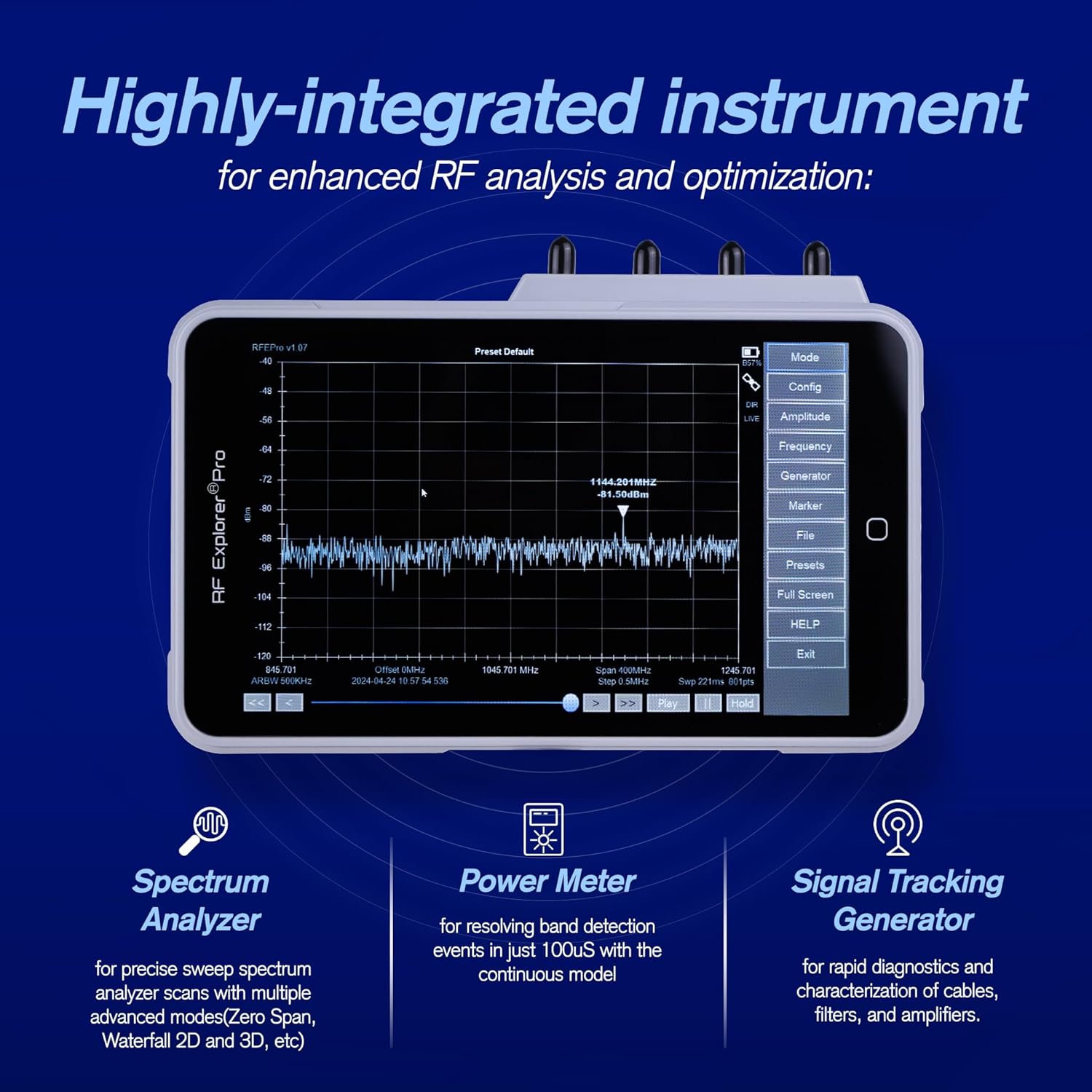 RF Explorer PRO Spectrum Analyzer with Aluminum Case up to 3.3GHz. Includes Signal Tracking Generator and Power Meter Capability (15MHz to 3.3GHz) customer photo 3