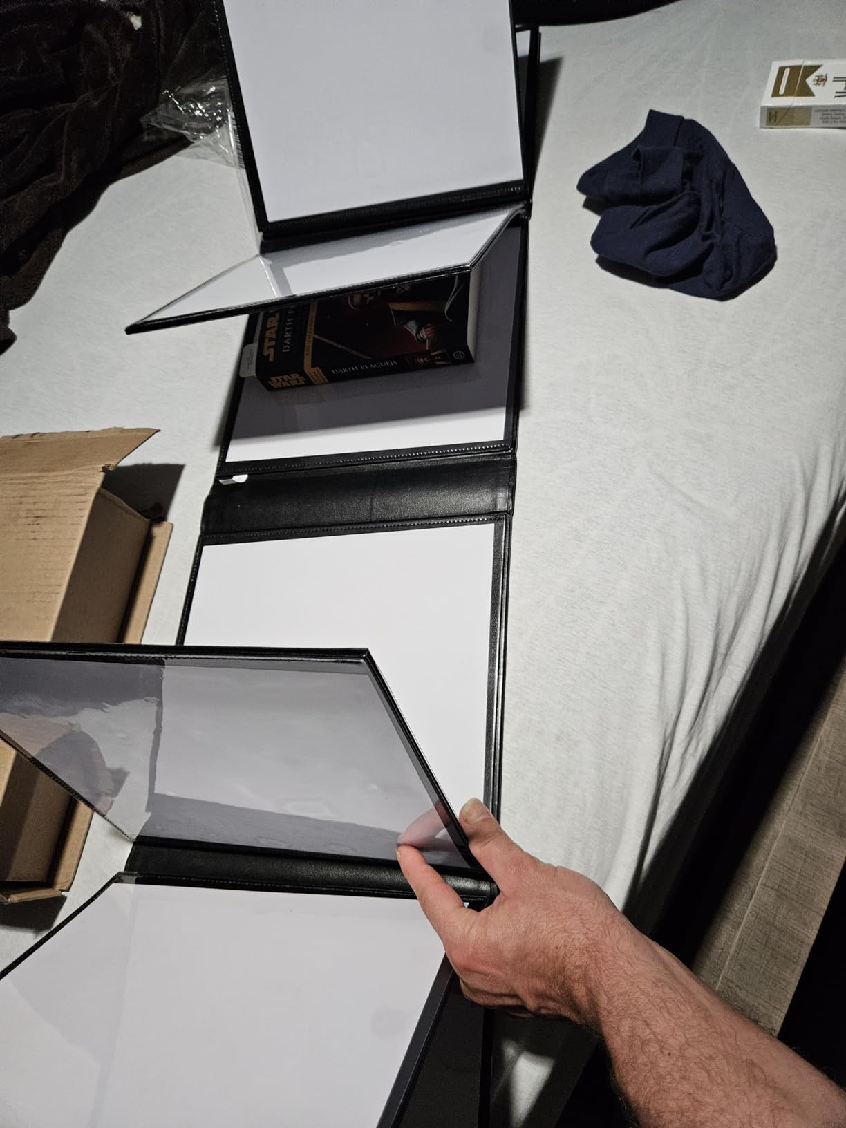 CASEMATIX DM Screen Faux Leather 12-Panel Deluxe GM Screen - Twelve Panel XL Folding Dungeon Master Screen with 4 Swinging Panels and Wet Erase Pockets for TTRPGs - Black, Inserts Not Included customer photo 1