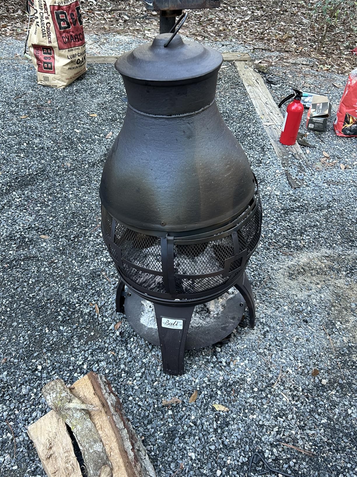 BALI OUTDOORS Fire Pit Wood Burning Chiminea Outside Fireplace Patio Small Firepit, Size 17.7