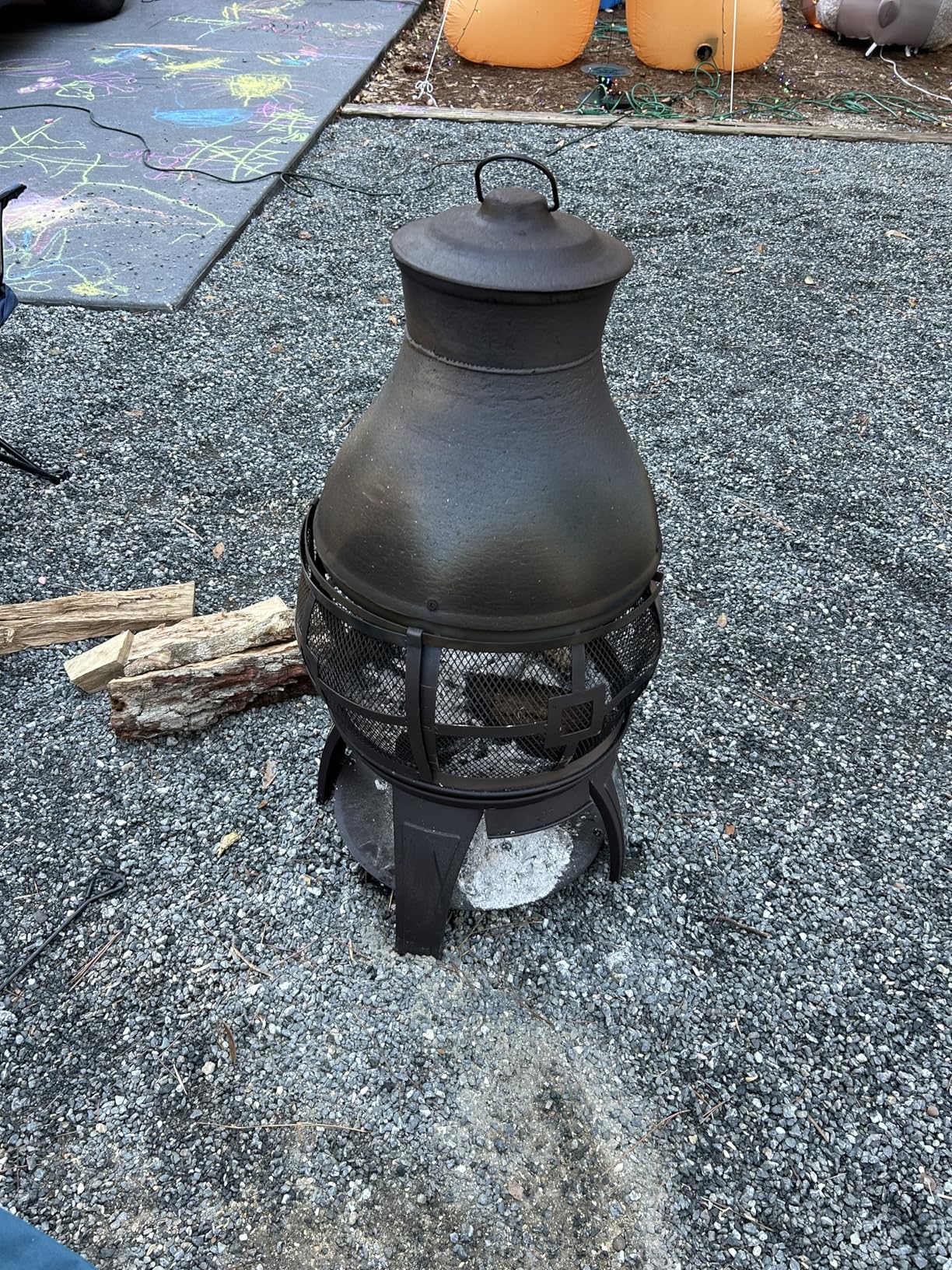BALI OUTDOORS Fire Pit Wood Burning Chiminea Outside Fireplace Patio Small Firepit, Size 17.7