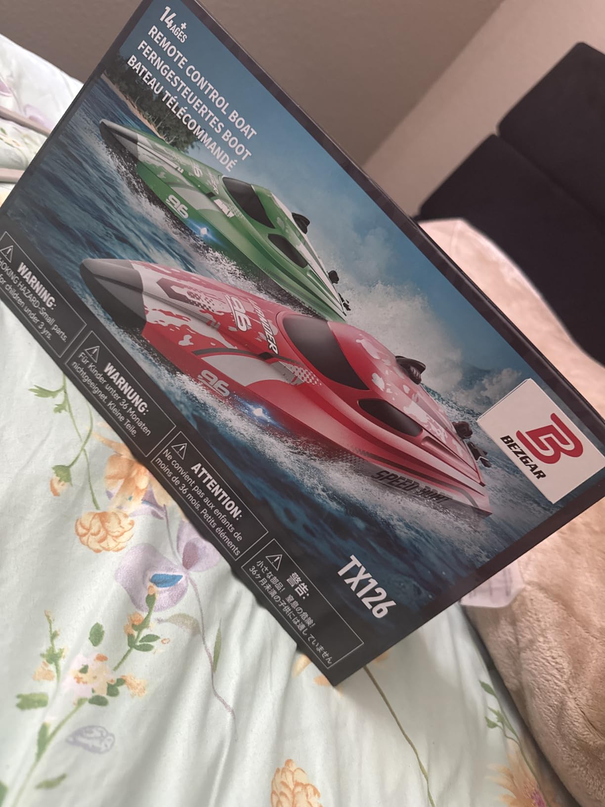 BEZGAR RC Boat, 12 inch Remote Control Boat for Kids and Adults, 25 KPH Fast RC Speed Boats with 700mAh Battery, Ideal Waterproof Toy Boats for Lakes & Pools - TX126 Red customer photo 1