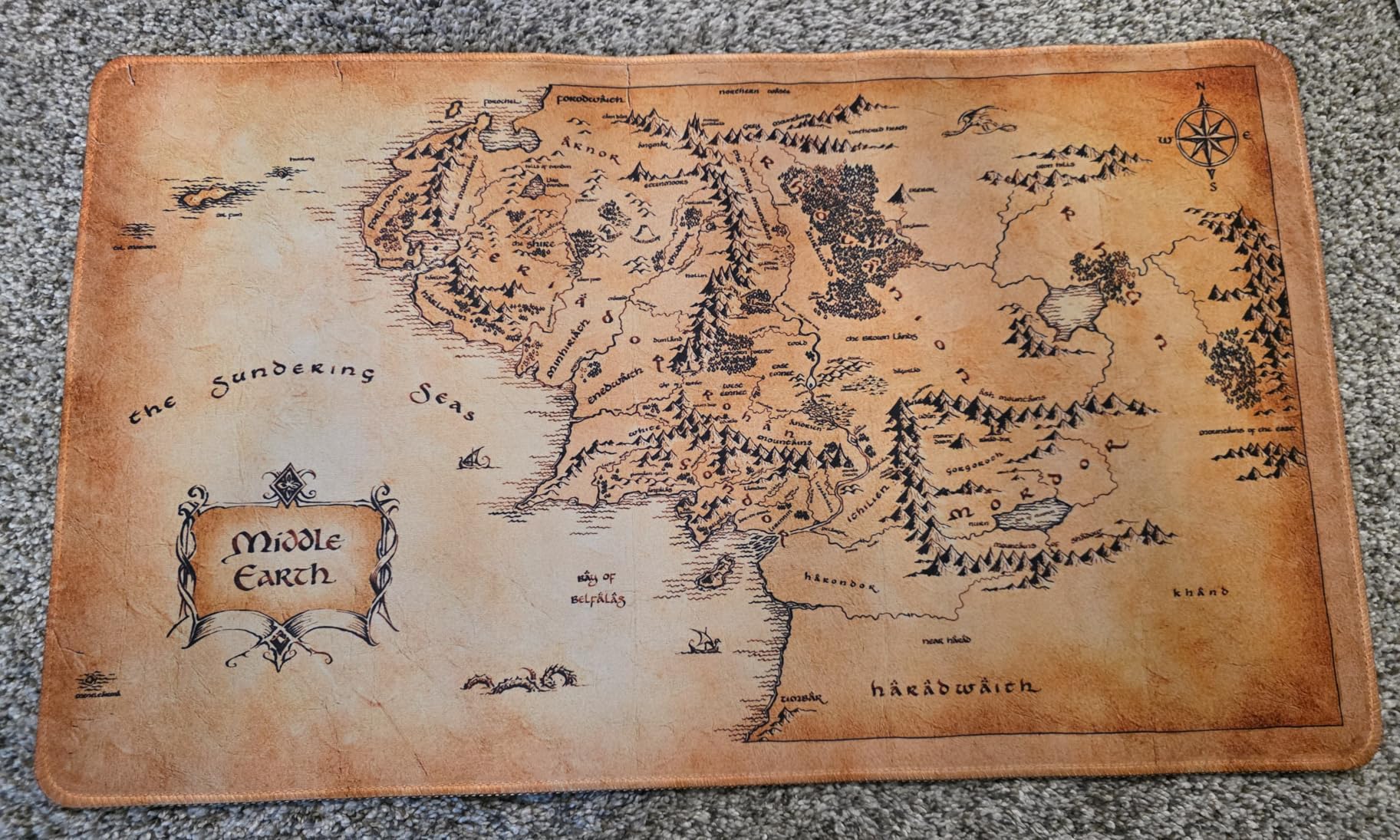 MTG Playmat TCG Playmat Board Game Card Game Trading Card Game Play mat Desk pad Original Hand-Painted Stitched Edges Smooth Surface Rubber Base Aged Map 23.5x13.7in customer photo 2