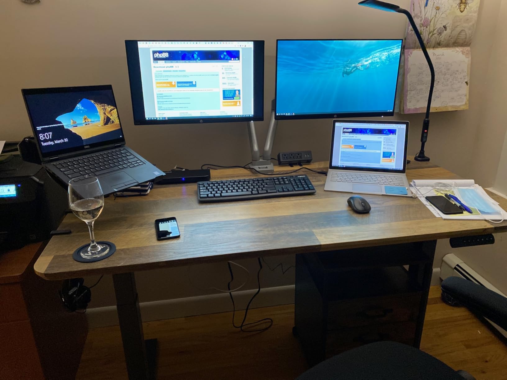 Vari Electric Standing Desk - Varidesk Height Adjustable Sit/Stand Desk - Dual Motor with Memory Presets, Stable T-Style Legs - 72