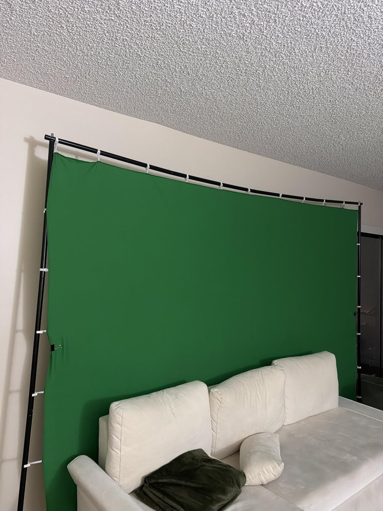 EMART 7x10ft Green Screen Backdrop Kit with Movable Stand, Large 9.5x9.5ft Photography Greenscreen Background Adjustable Frame with Wheels for Photo Shoot, Live Streaming, Video Recording customer photo 1