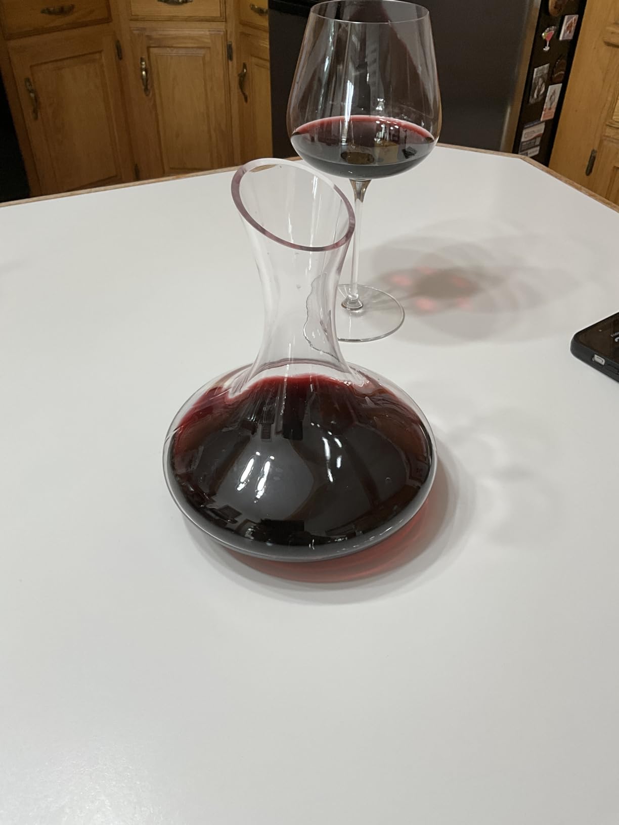 Wlasss Wine Decanter, 1100ml / 37.2oz Red Wine Decanter, Hand Blown Lead-Free Crystal Wine Carafe, Small Decanter for White and Red Wine, Elegant Design Easy Pour customer photo 1