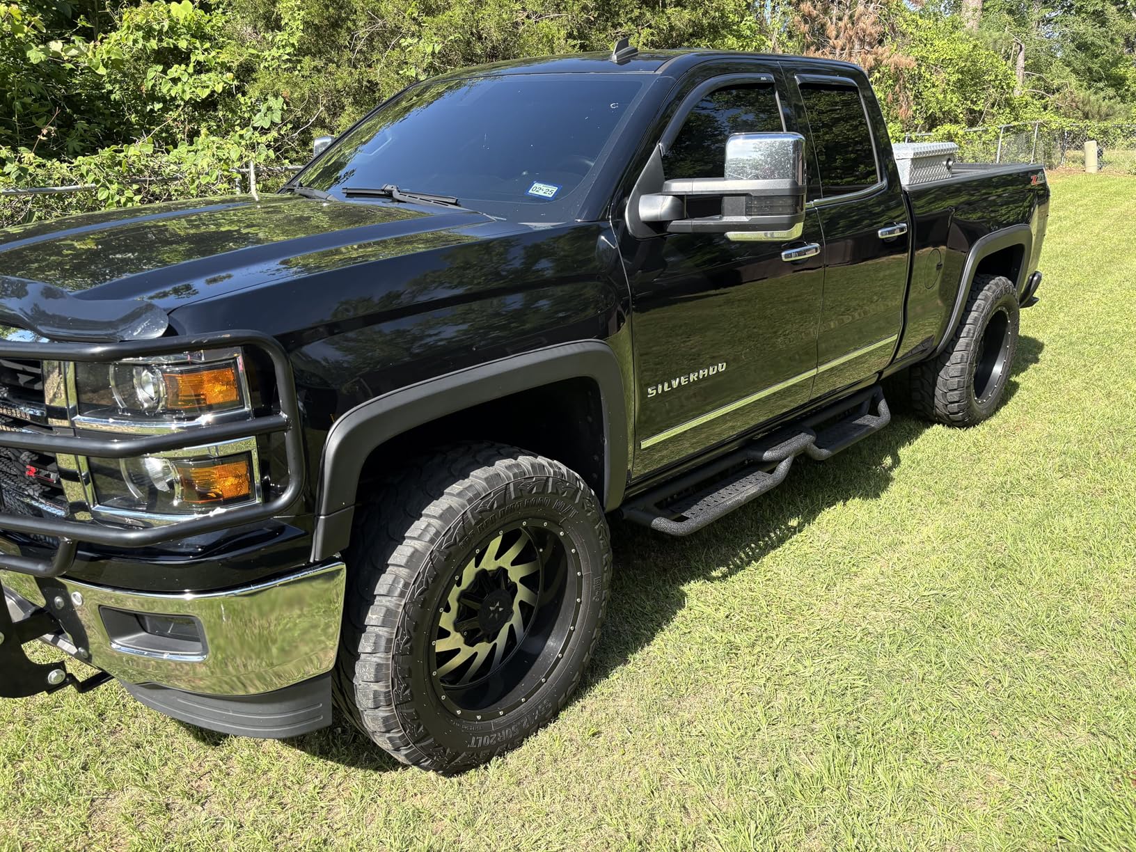 Running Boards Compatible with Chevy Silverado GMC Sierra Crew Cab 2019-2026 1500, 2020-2026 2500HD 3500HD, Two-Stair Side Steps Rail Drop Nerf Bars Carbon Steel customer photo 2