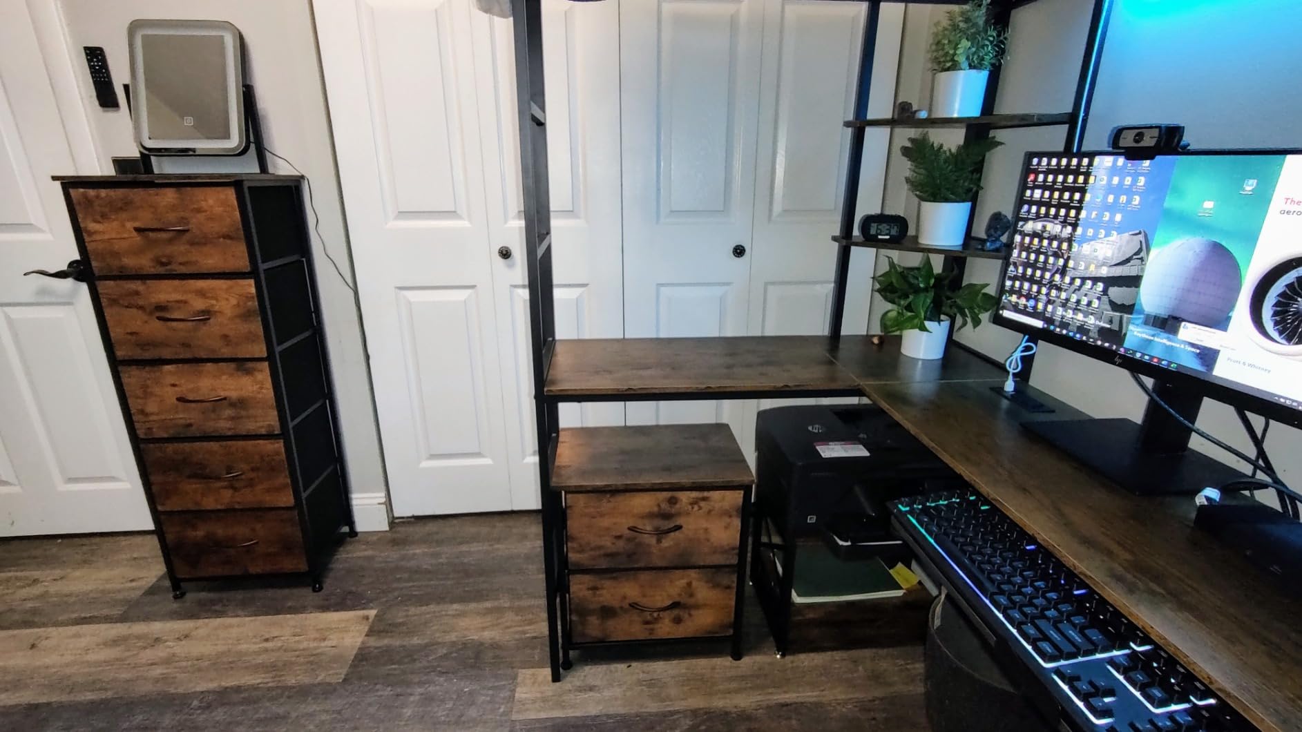 DICTAC Loft Bed Twin Size with Desk and Charging Station, Metal Loft Bed with LED Lights, Storage Shelves and Drawers customer photo 2