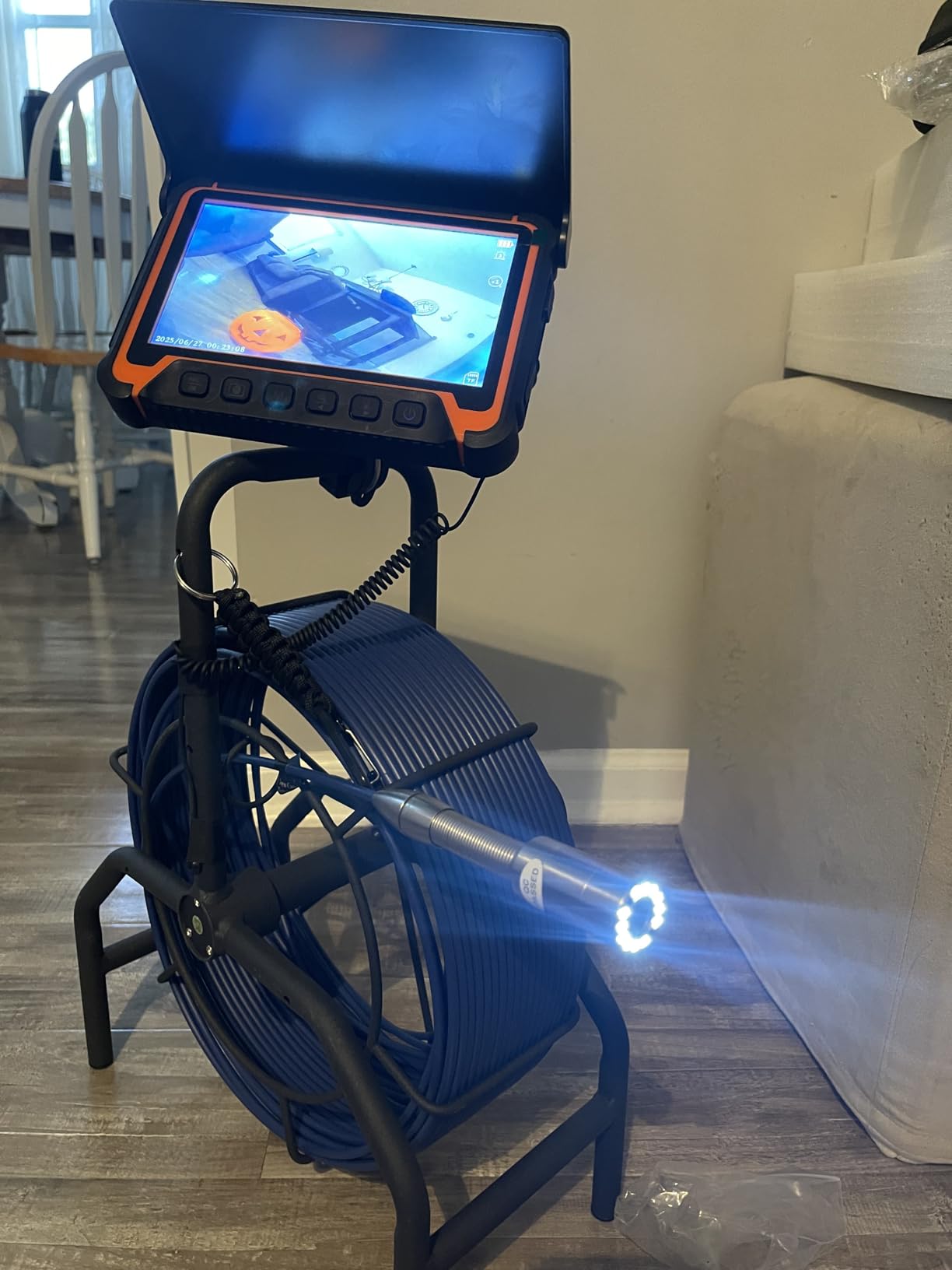 Sewer Camera with Locator, Self Leveling, 164FT, Retractable Handle, 7MM Cable, 9