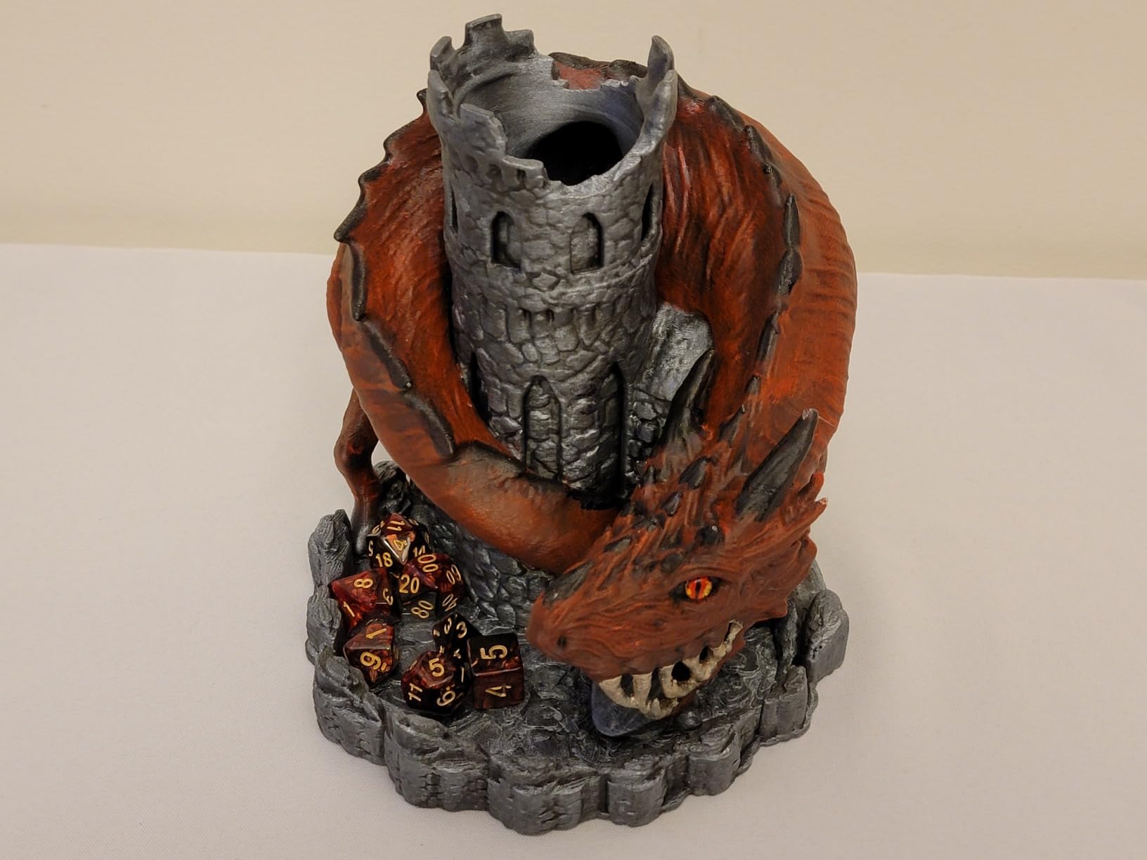 WodGod Red Dragon Castle Dice Tower (with 7Pcs Polyhedral Dice) for Tabletop Games, D&D and RPG Games customer photo 2