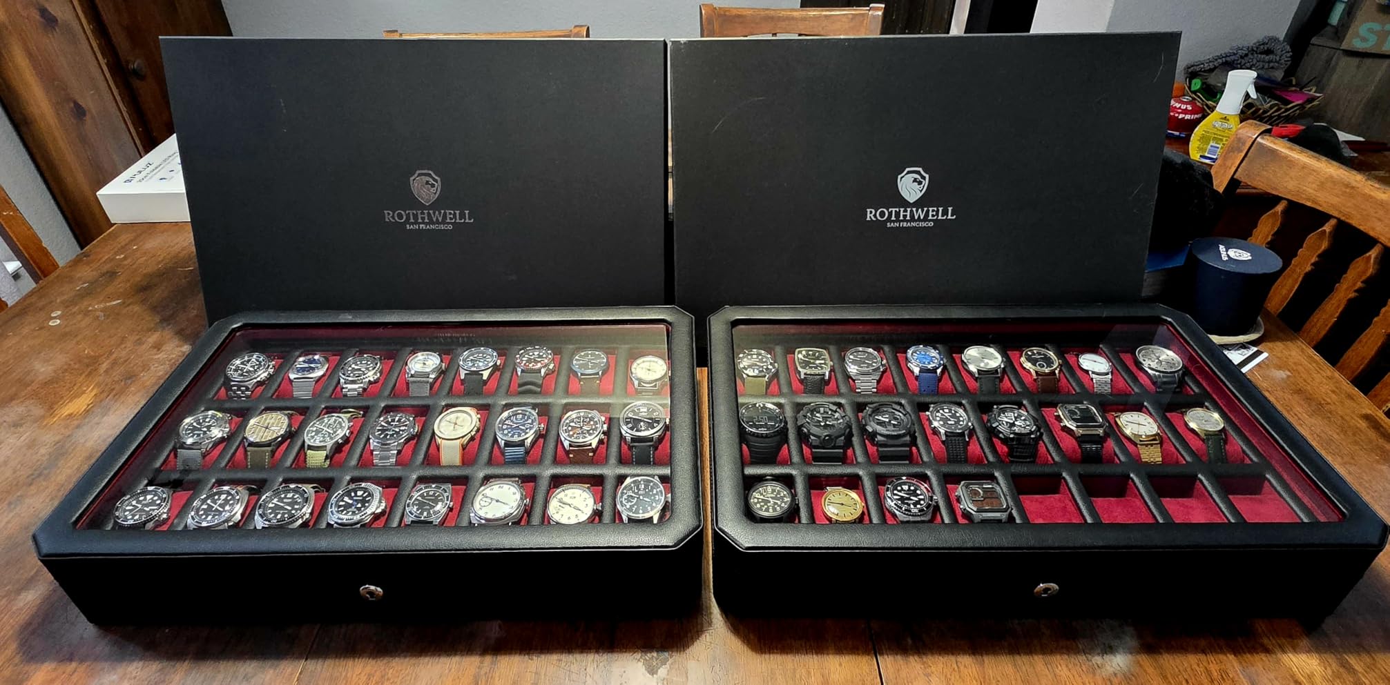 ROTHWELL 24 Slot Watch Case with Lock - Luxury Watch Box to Display and Organize Your Collection | Real Glass Top | Premium Storage for Collectors (Tan/Brown) customer photo 1