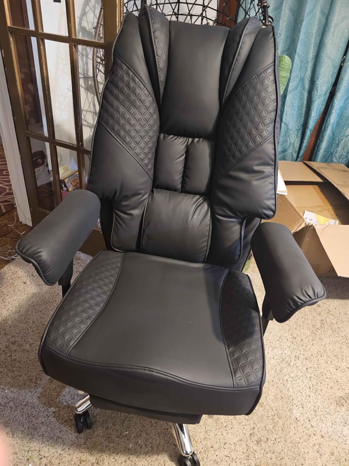 EXCEBET Big and Tall Office Chair with Footrest, PU Leather High Back Executive Office Chair 400lbs, Ergonomic Computer Chairs Lumbar Support for Heavy People (Brown) customer photo 1