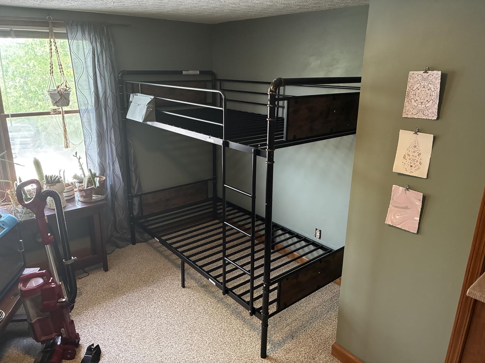 Jocoevol Metal Bunk Bed Twin Over Twin, Industrial Bunkbeds Heavy Duty Bed with Safety Guard Rails and Space-Saving Design, Steel Bed for School, Bedroom (Vintage Brown) customer photo 1