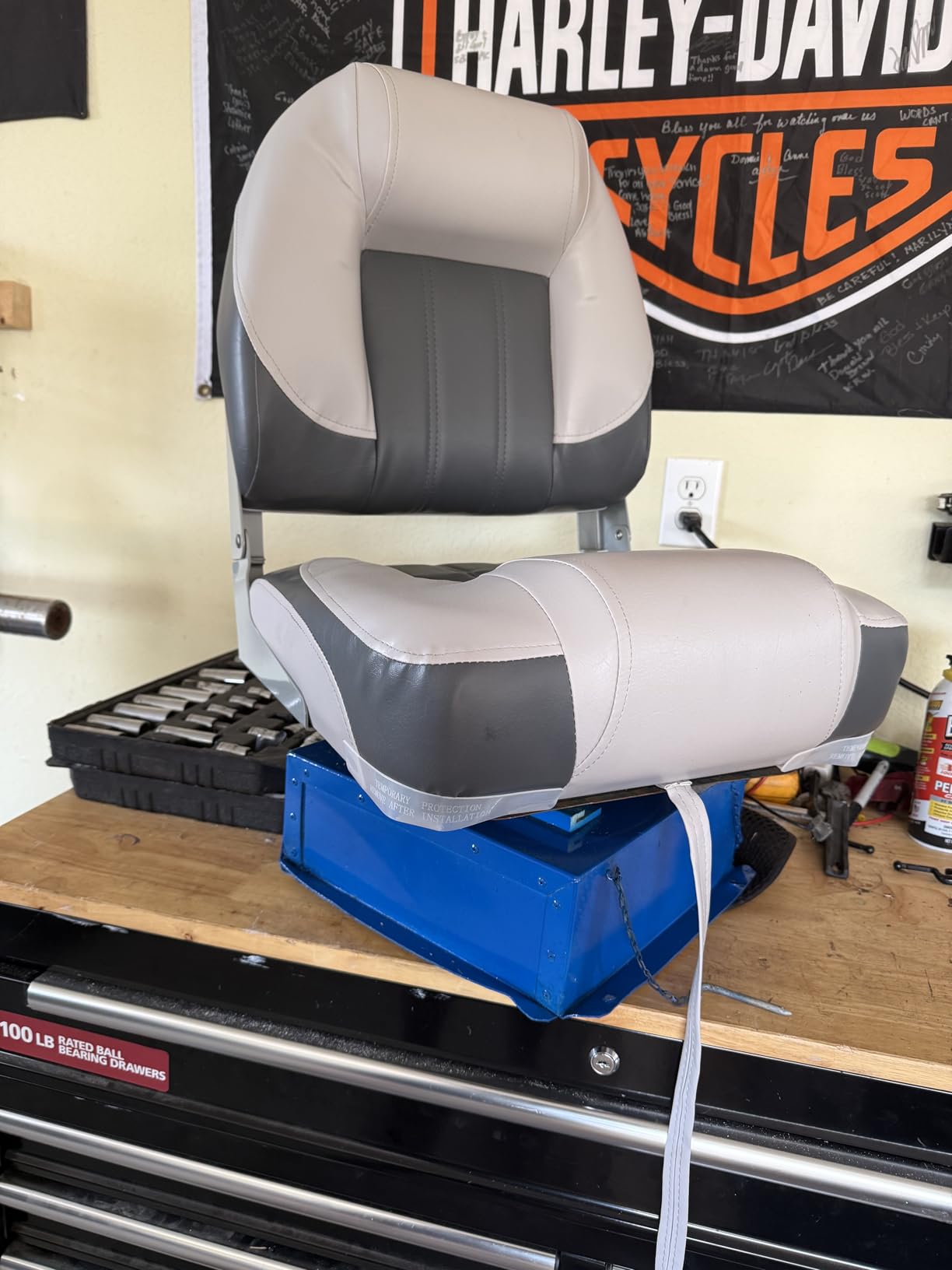 ERGOSEAT Elite Folding Boat Seat Low Back Boat Chair Fold-Down Fishing Boat Seats 2 Pack, Charcoal/Light Gray customer photo 1