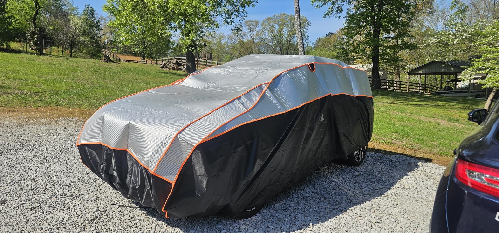 Favoto Hail Protection Car Cover - Waterproof SUV Car Cover Padded Anti-Hail Snow Rain Protector for Automobiles Outdoor Heavy Duty with Reflective Stripes Full Exterior Cover Fits SUV up to 198