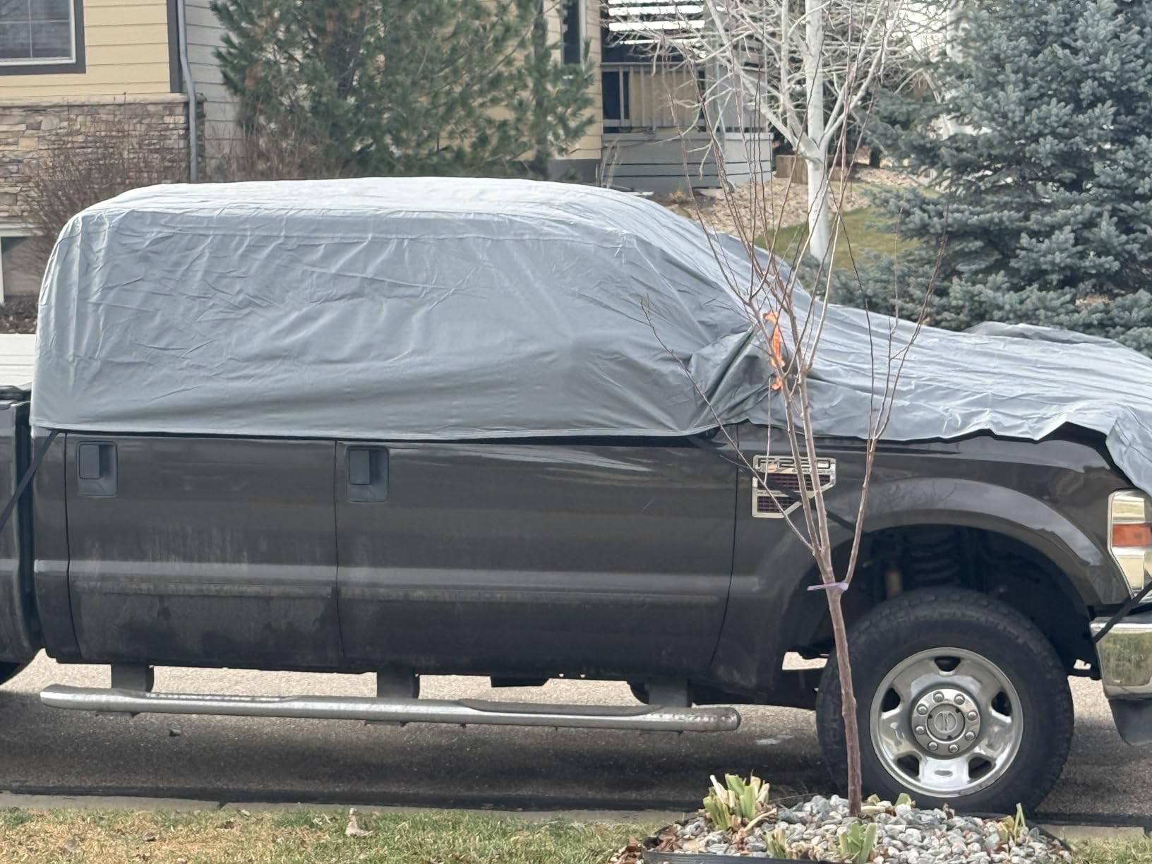 Half Car Cover, Windshield Cover for Ice and Snow with Cotton Liner, Hail Protector Car Cover Waterproof All Weather for Snow, Sun, Rain, Dust, UV Protection Fit SUV L customer photo 2