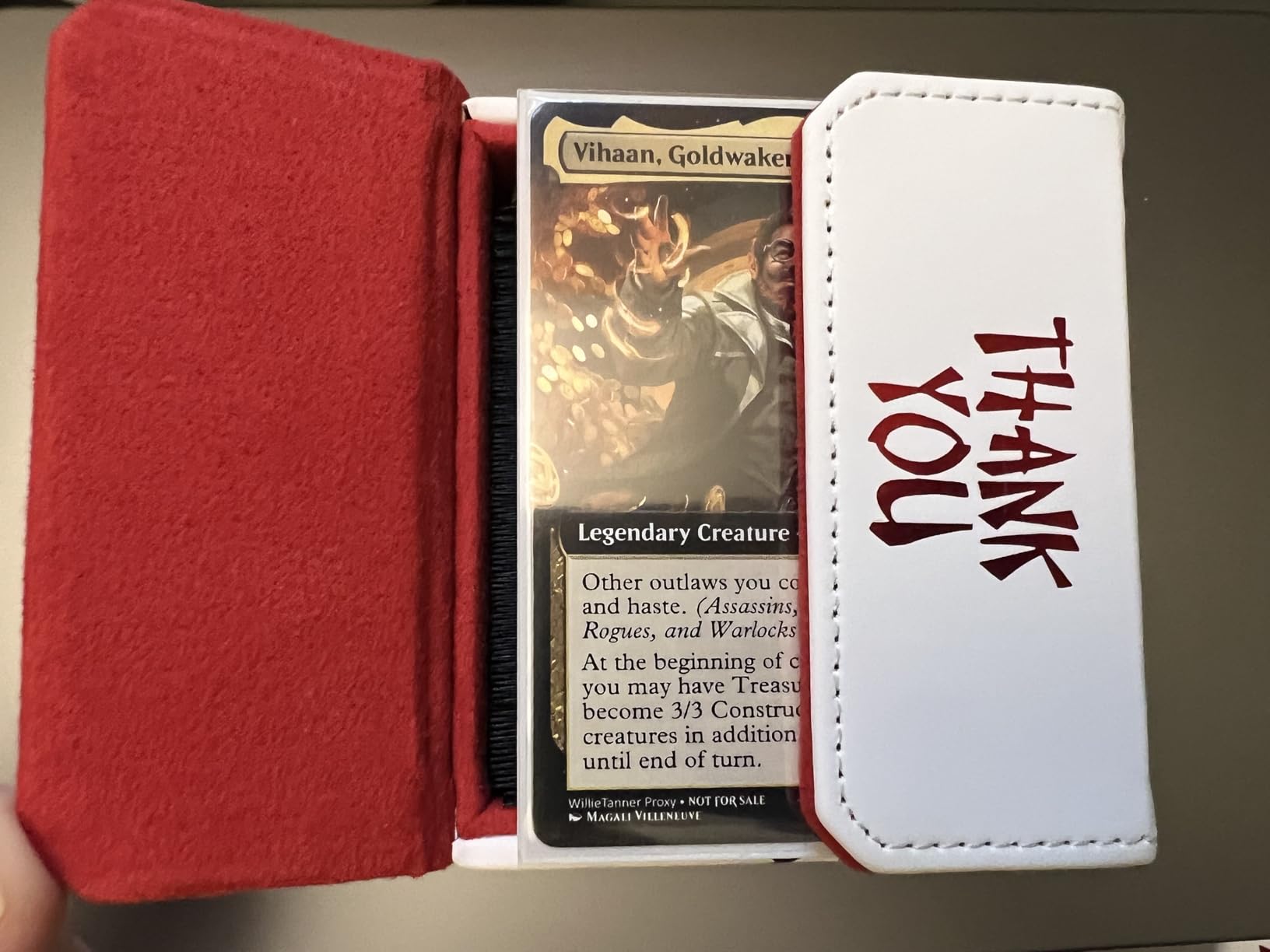SleeveChief - China To Go! Trading Card Deck Box | Vegan Leather & Holo Design | MTG Commander Deck Box & for ALL Other Trading Card Games | Fits 100 Double Sleeved Cards customer photo 2