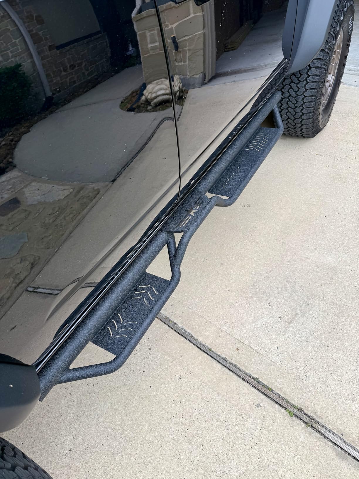 Running Boards Compatible with 2018-2026 Jeep Wrangler JL JLU Unlimited 4 Doors, Two Stairs Design Side Steps Heavy-Duty Steel Nerf Bars Bolt-on Step Plates Rock Sliders Rail, Black customer photo 1