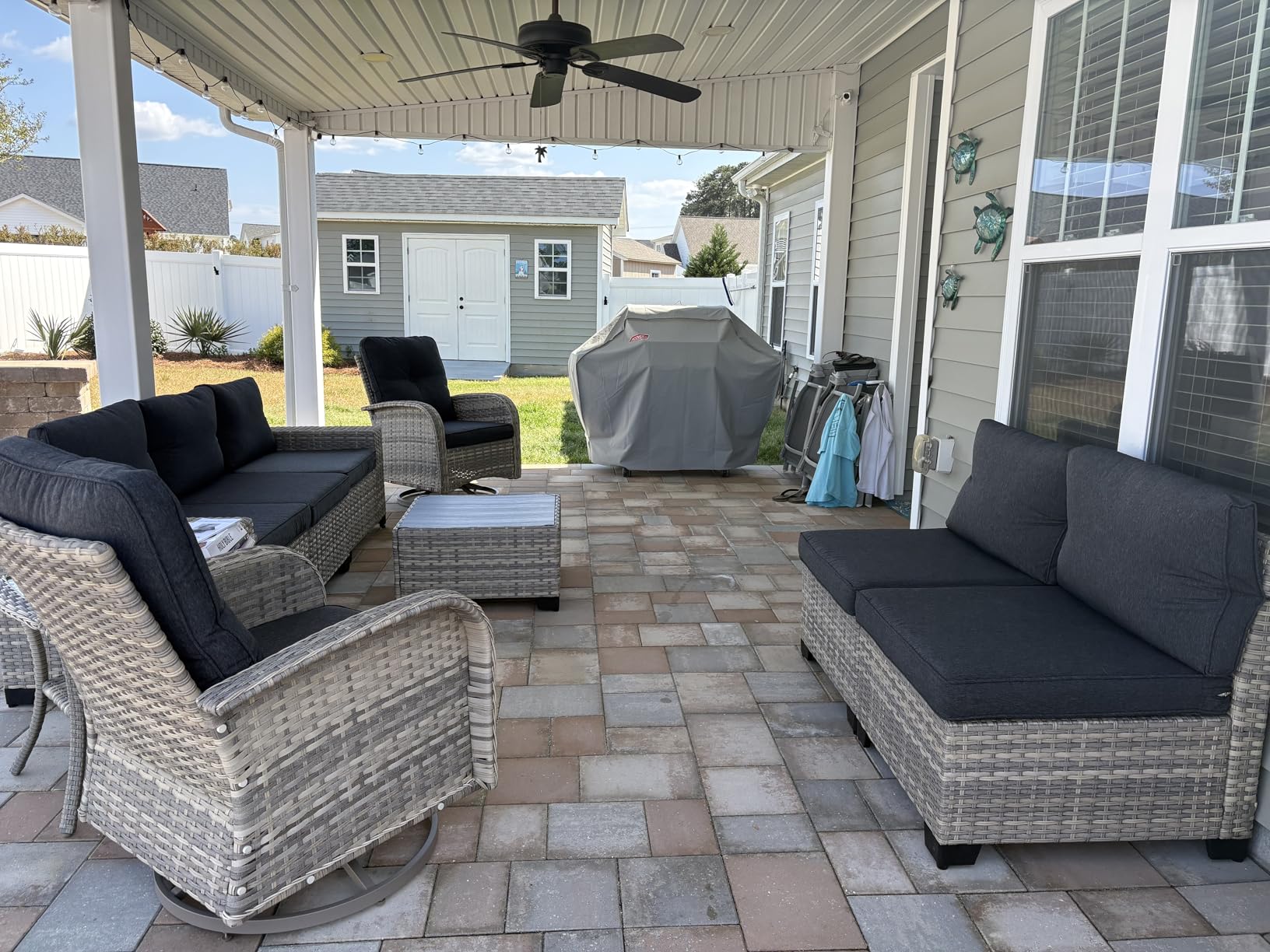 6-Piece Outdoor Patio Furniture Set Wicker Sectional Sofa Set, Patio Conversation Set with Thickened Cushions & Coffee Table for Garden, Backyard, Poolside customer photo 1