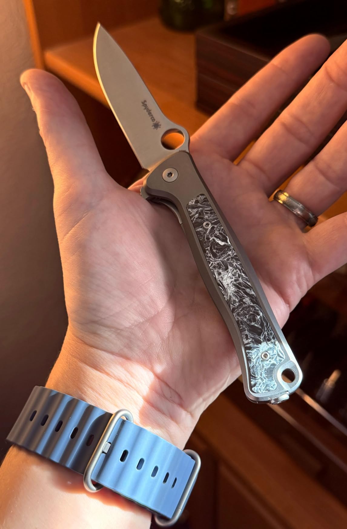 Spyderco Slym Ultralight Folding Knife - M390 Steel Blade with Titanium/Carbon Fiber Handle, R.I.L Lock, PlainEdge - C271TIP customer photo 1