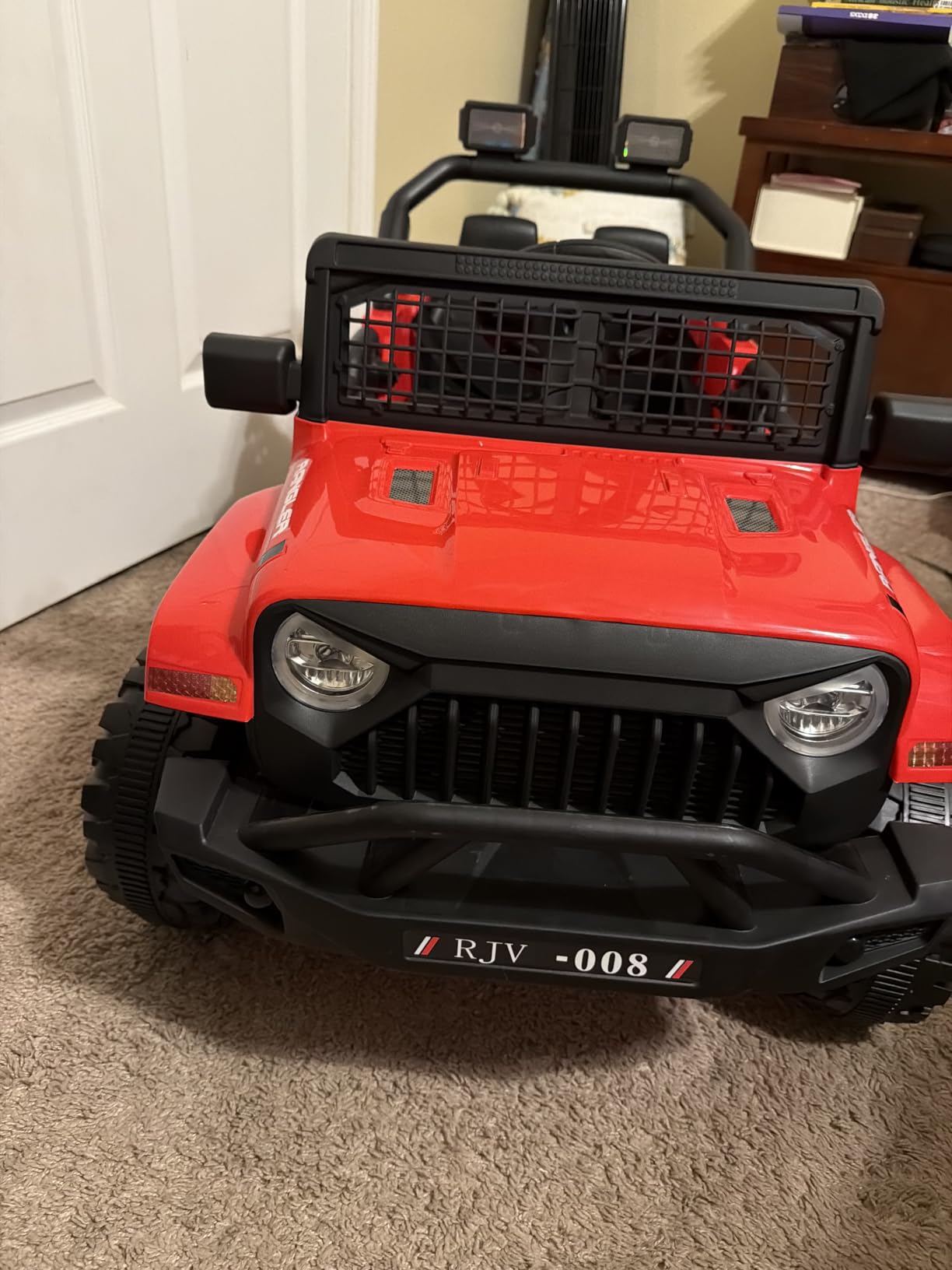 12V 7AH Kids Ride-On Truck Jeep, Electric Car with Parent Remote Control, Spring Suspension, LED Lights, Bluetooth, Music, Pink customer photo 2