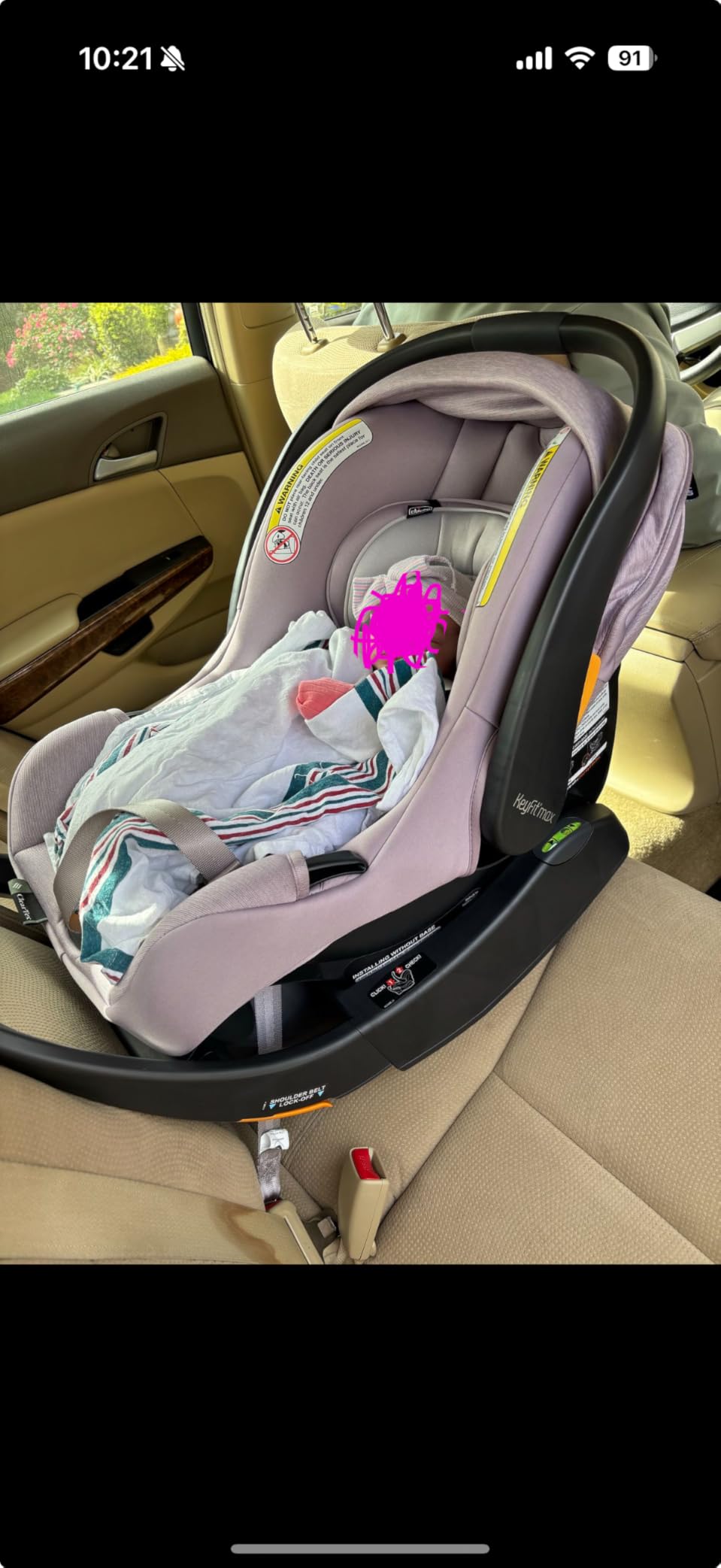 Chicco KeyFit Max Zip ClearTex Infant Car Seat and Base, Rear-Facing Seat for Infants 4-30 lbs., Infant Head and Body Support, Compatible with Chicco Strollers, Baby Travel Gear, Sierra/Beige customer photo 1