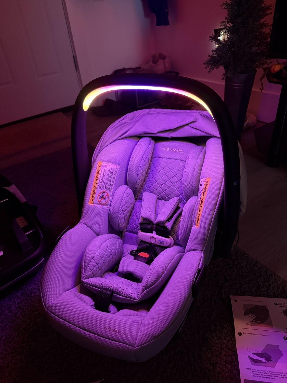 Evenflo Revolve180 LiteMax NXT Rotating Rear-Facing Lightweight Preemie and Infant Car Seat 3-30lbs. with SensorySoothe. Easy Install with Base (Agate Purple) customer photo 1